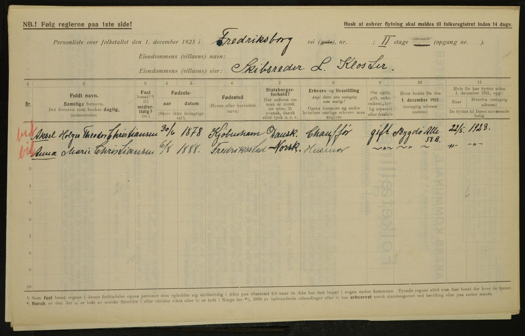 , Municipal Census 1923 for Aker, 1923, p. 3400