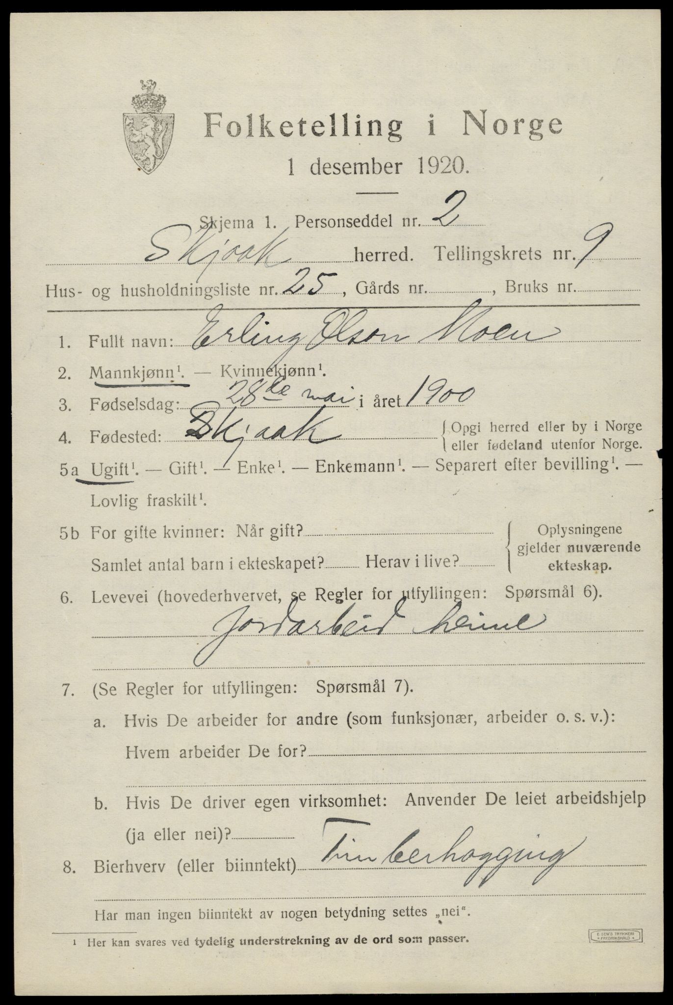 SAH, 1920 census for Skjåk, 1920, p. 4548