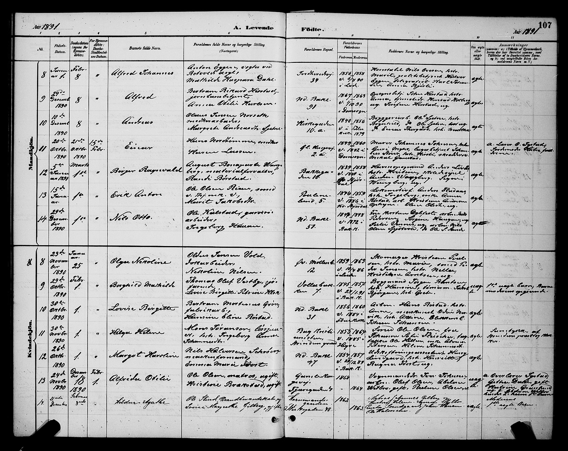 Ministerialprotokoller, klokkerbøker og fødselsregistre - Sør-Trøndelag, AV/SAT-A-1456/604/L0222: Parish register (copy) no. 604C05, 1886-1895, p. 107