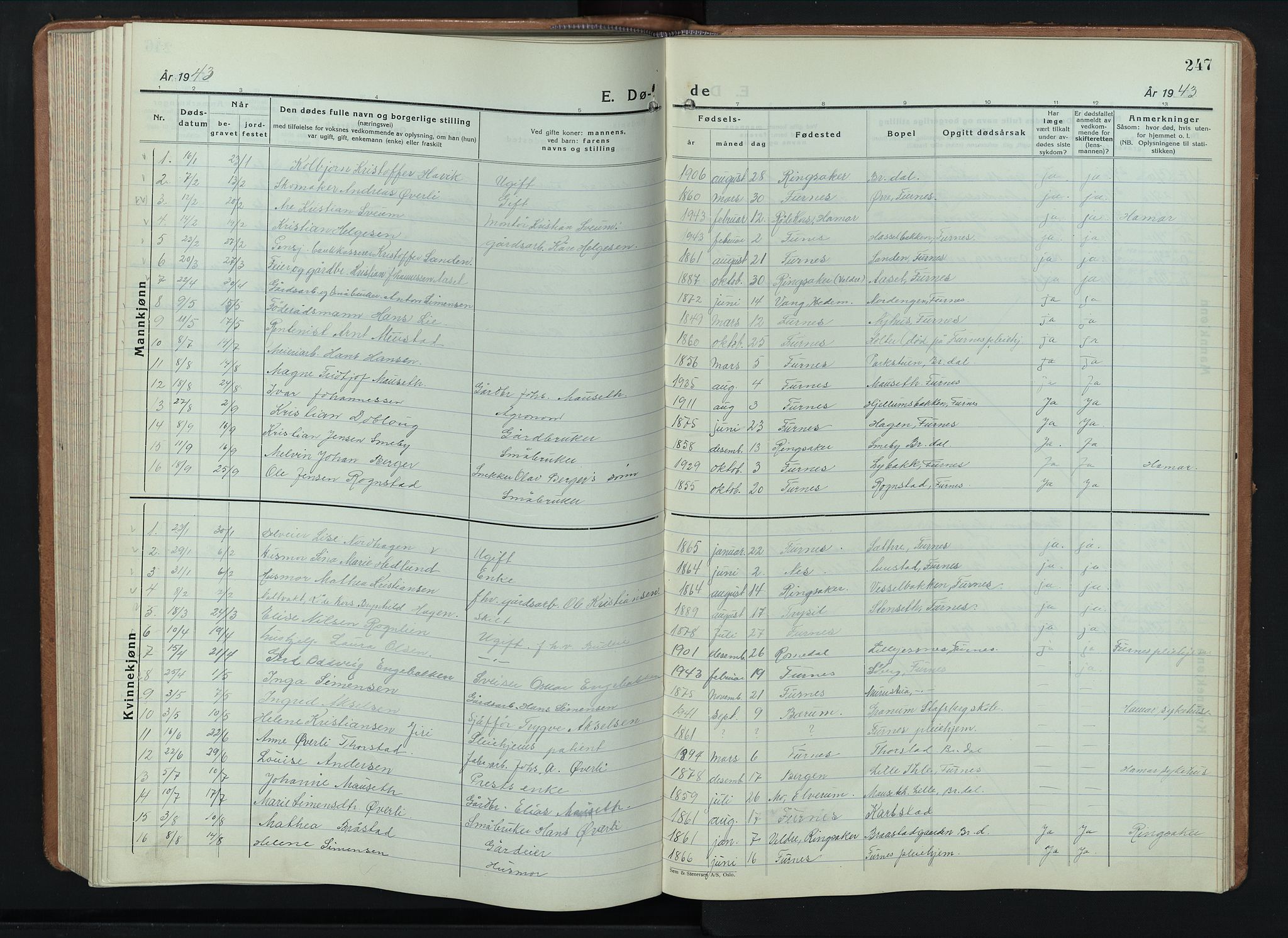 Furnes prestekontor, AV/SAH-PREST-012/L/La/L0002: Parish register (copy) no. 2, 1934-1956, p. 247