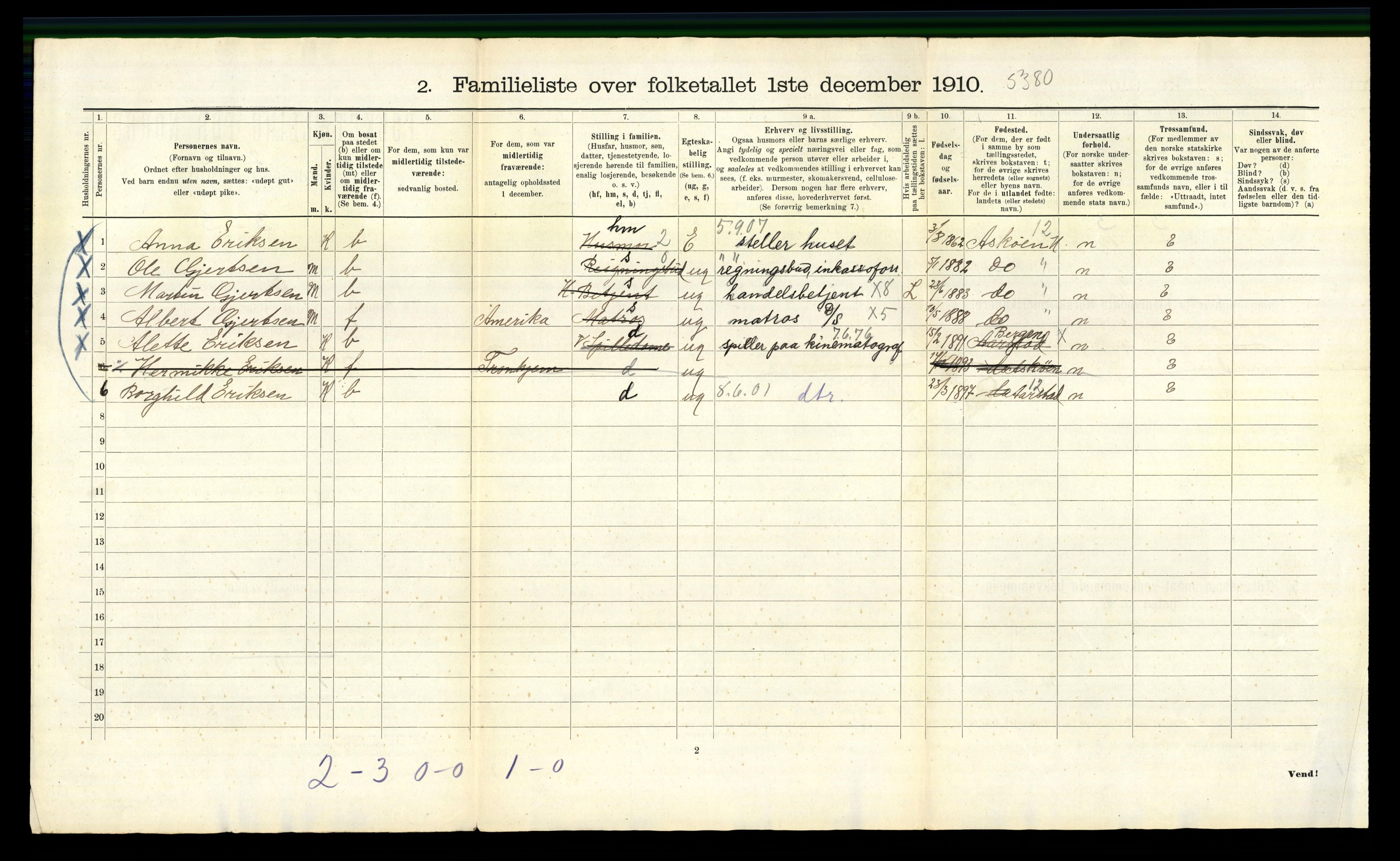 RA, 1910 census for Bergen, 1910, p. 20946