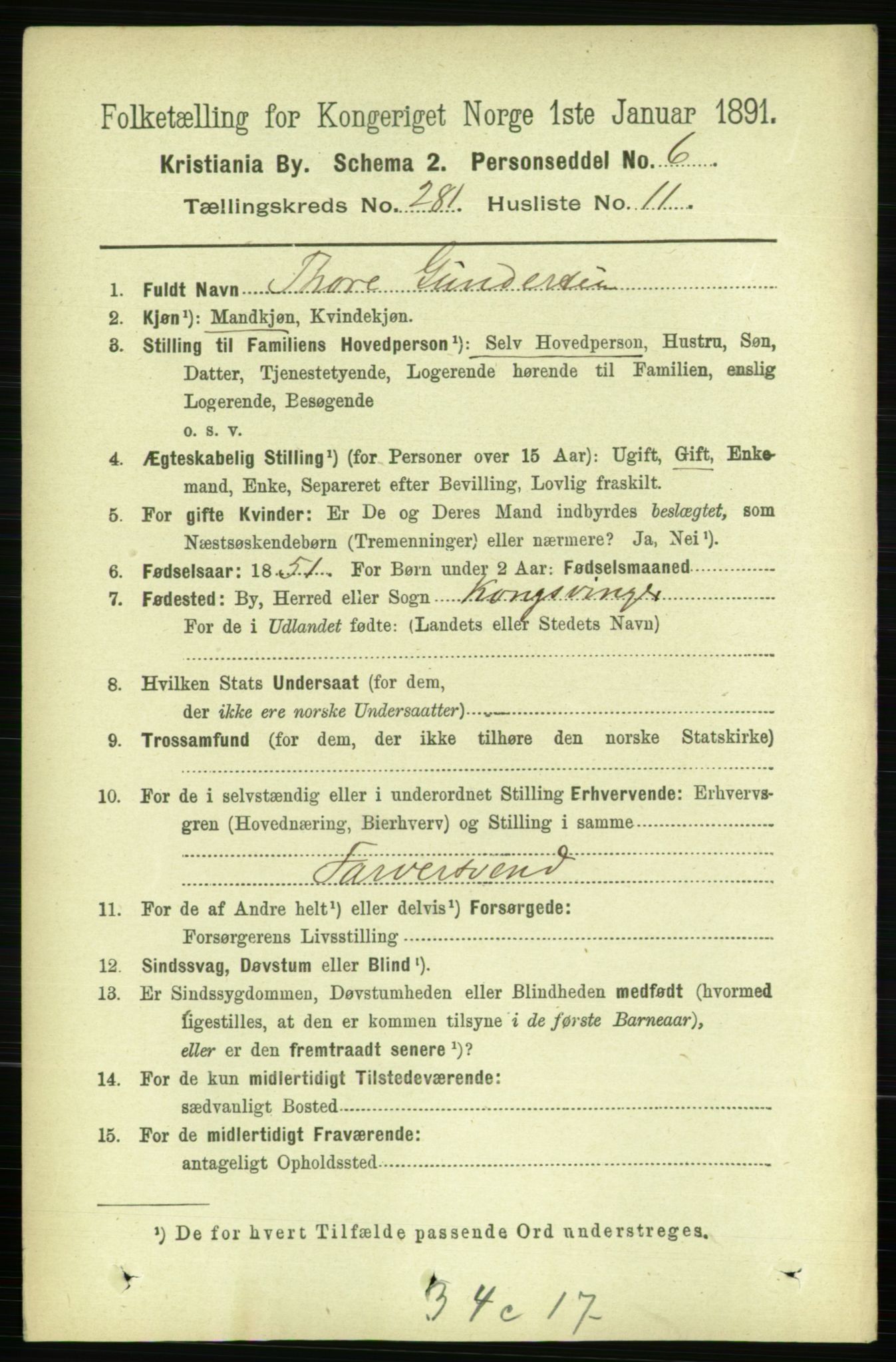 RA, 1891 census for 0301 Kristiania, 1891, p. 171084