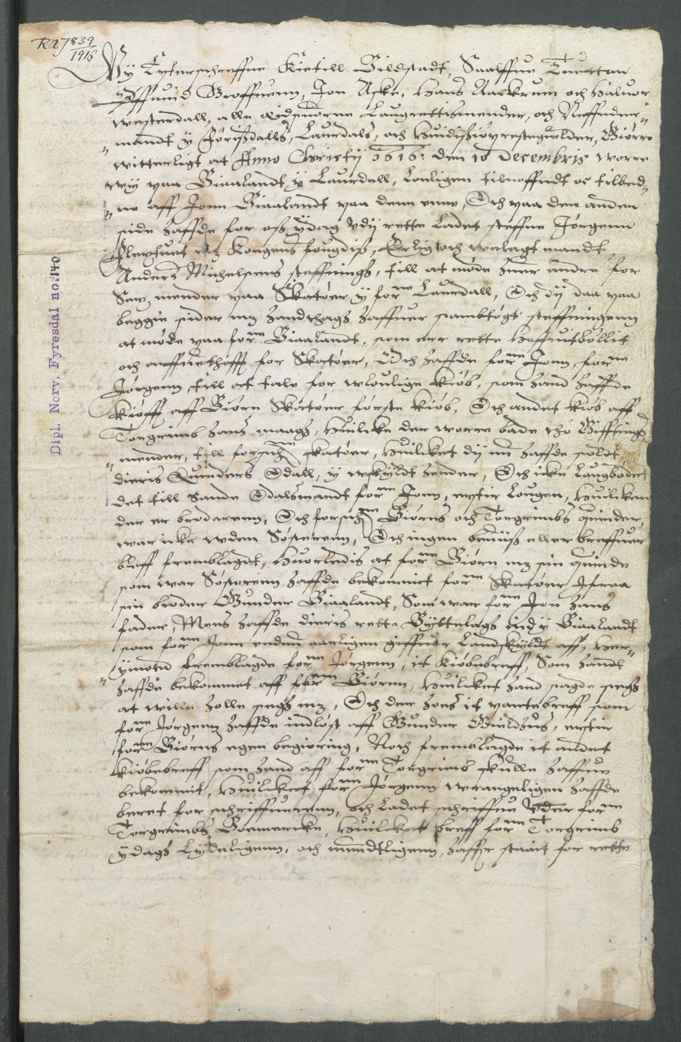 Riksarkivets diplomsamling, AV/RA-EA-5965/F02/L0125: Dokumenter, 1616, p. 57