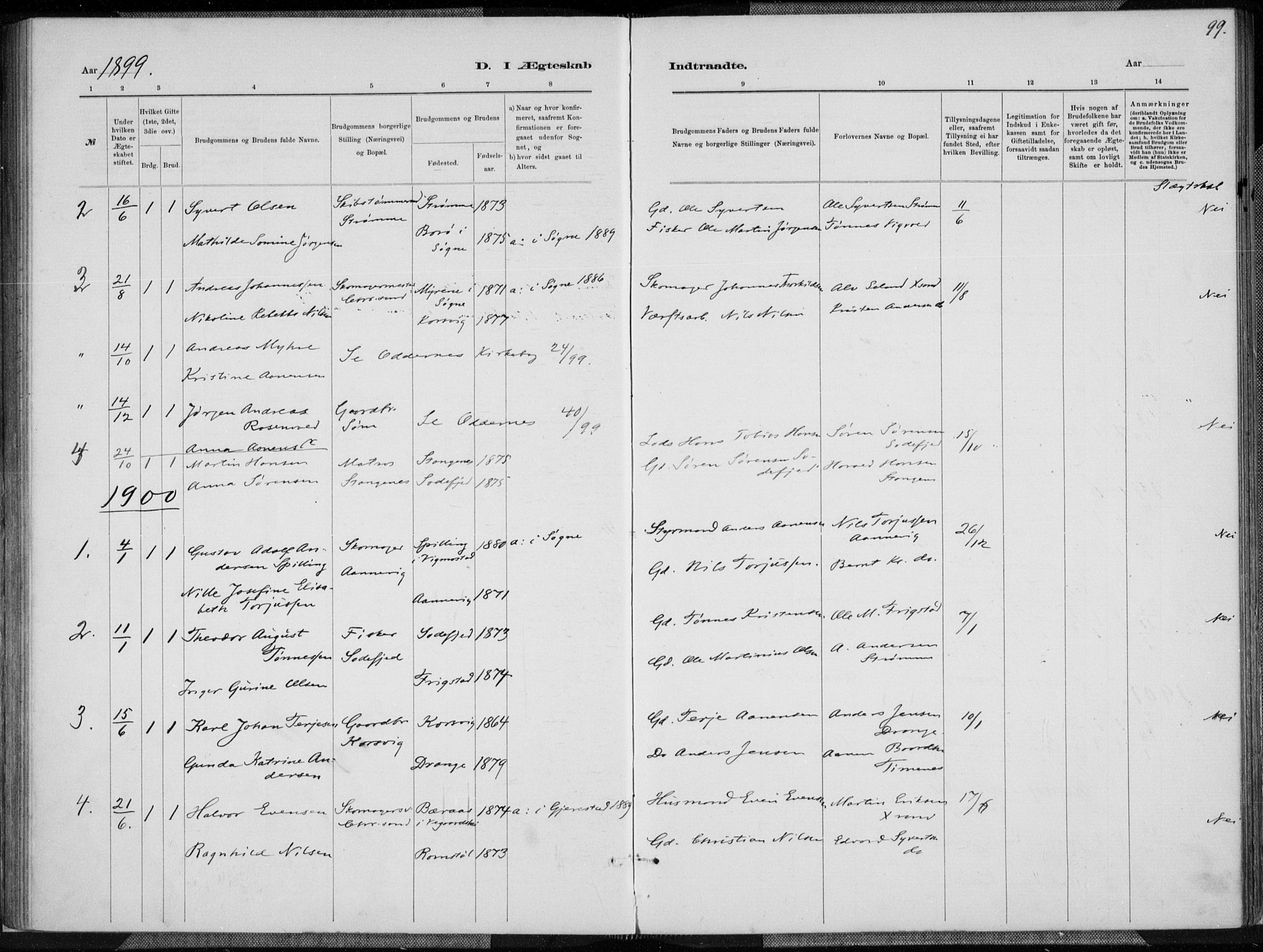 Oddernes sokneprestkontor, AV/SAK-1111-0033/F/Fa/Fab/L0002: Parish register (official) no. A 2, 1884-1903, p. 99