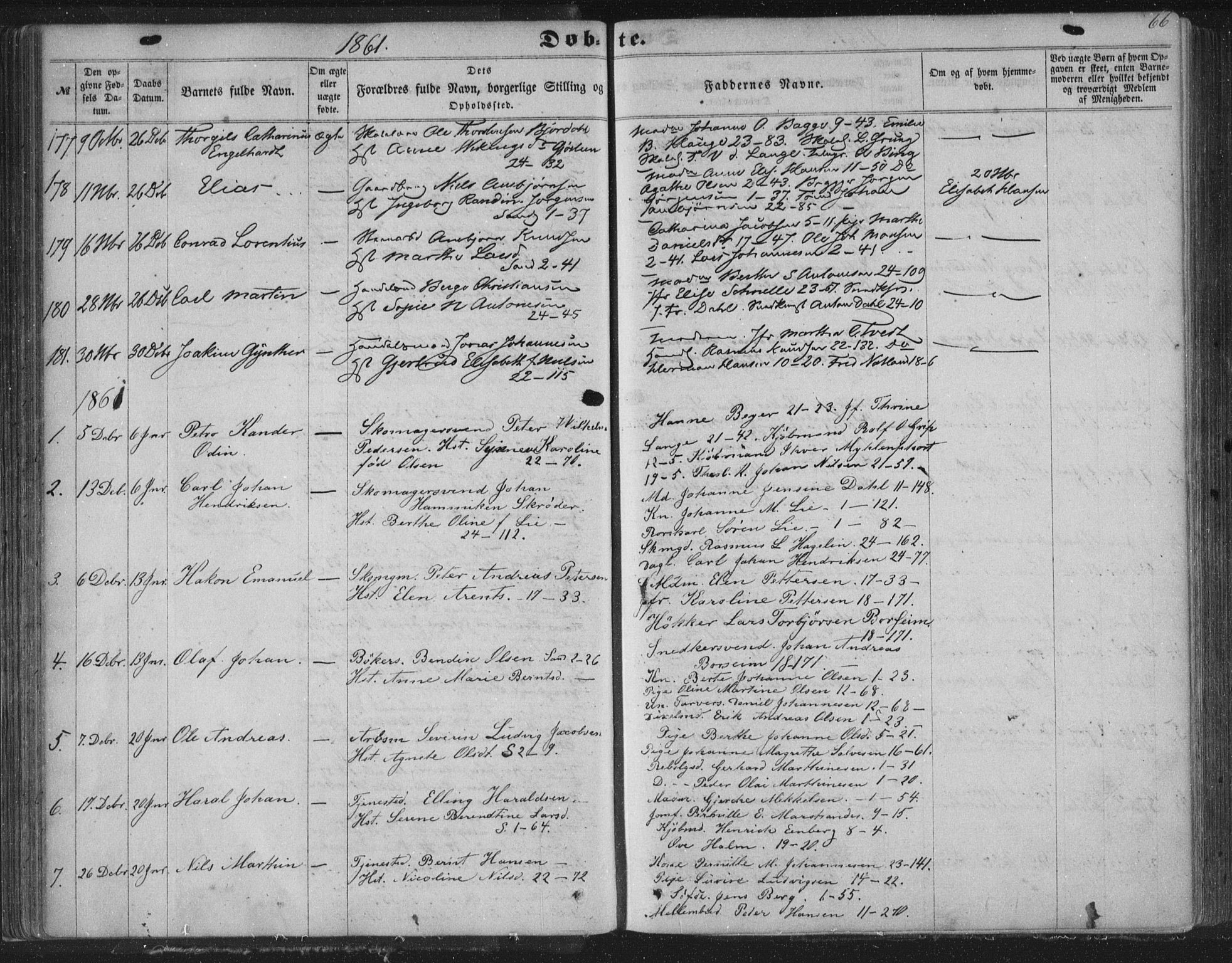 Korskirken sokneprestembete, SAB/A-76101/H/Haa/L0018: Parish register (official) no. B 4, 1857-1866, p. 66