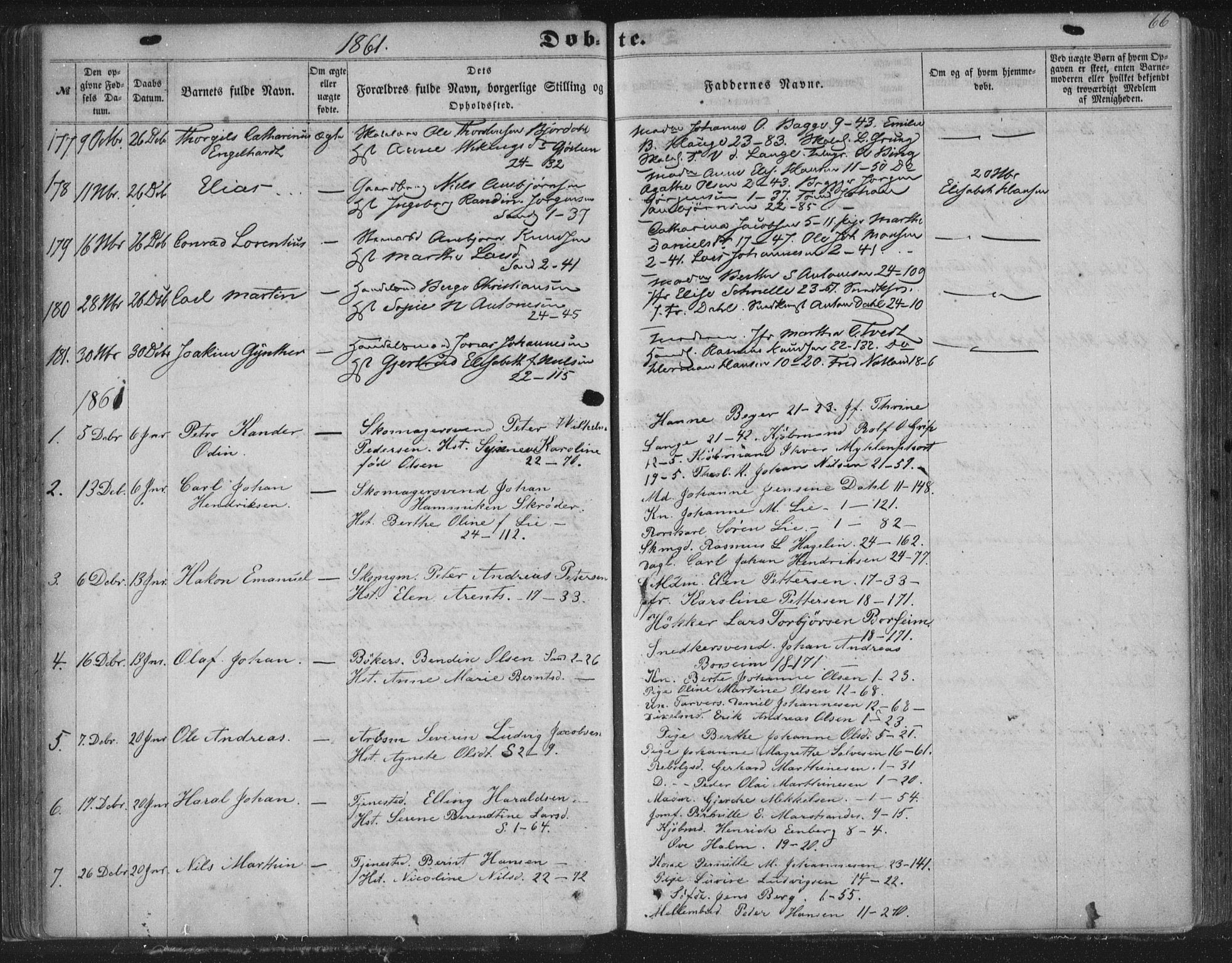 Korskirken sokneprestembete, AV/SAB-A-76101/H/Haa/L0018: Parish register (official) no. B 4, 1857-1866, p. 66