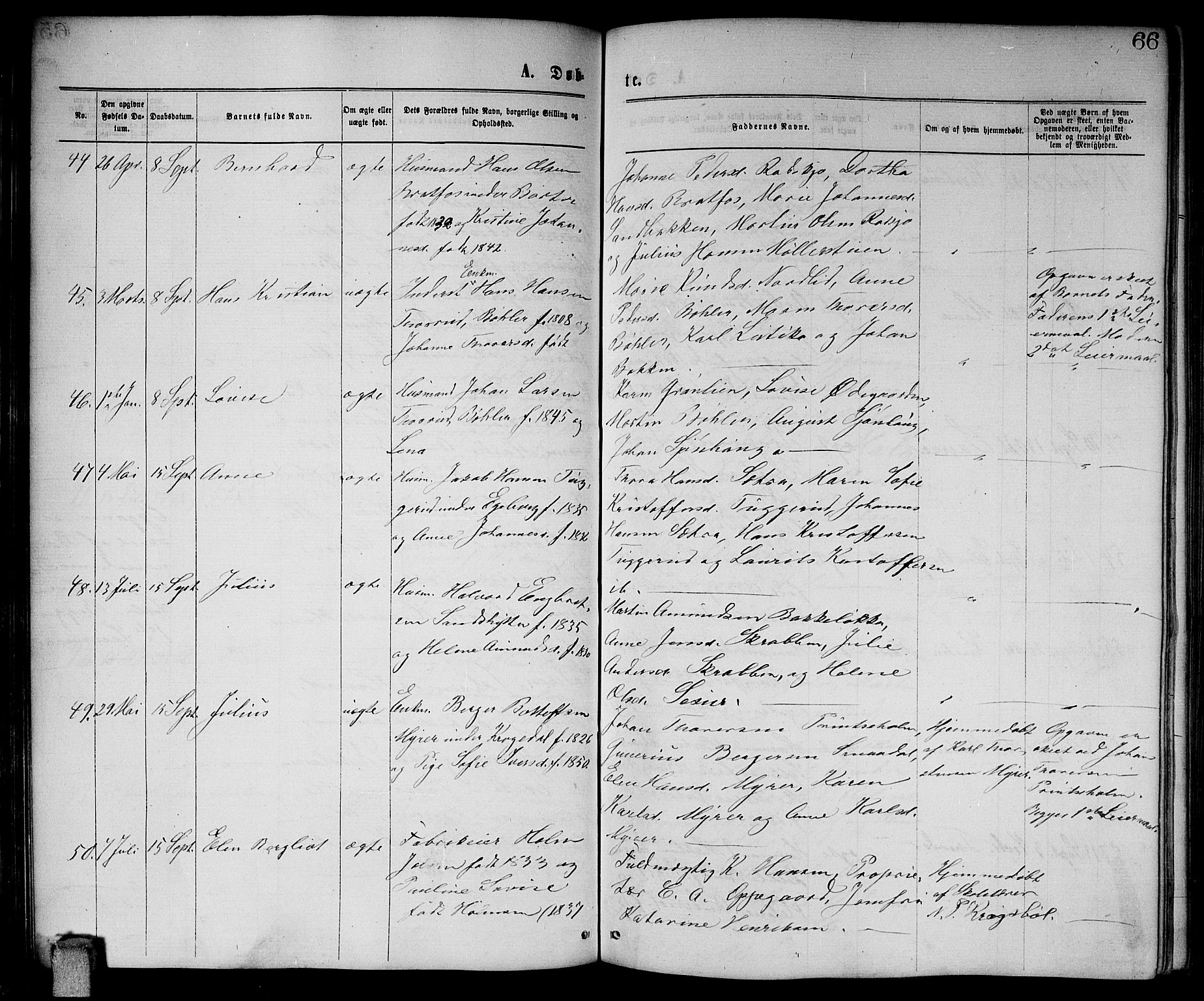 Enebakk prestekontor Kirkebøker, AV/SAO-A-10171c/G/Ga/L0005: Parish register (copy) no. I 5, 1867-1888, p. 66