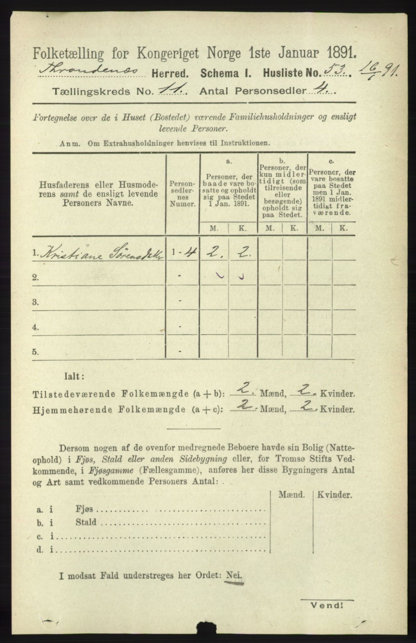 RA, 1891 census for 1914 Trondenes, 1891, p. 7975