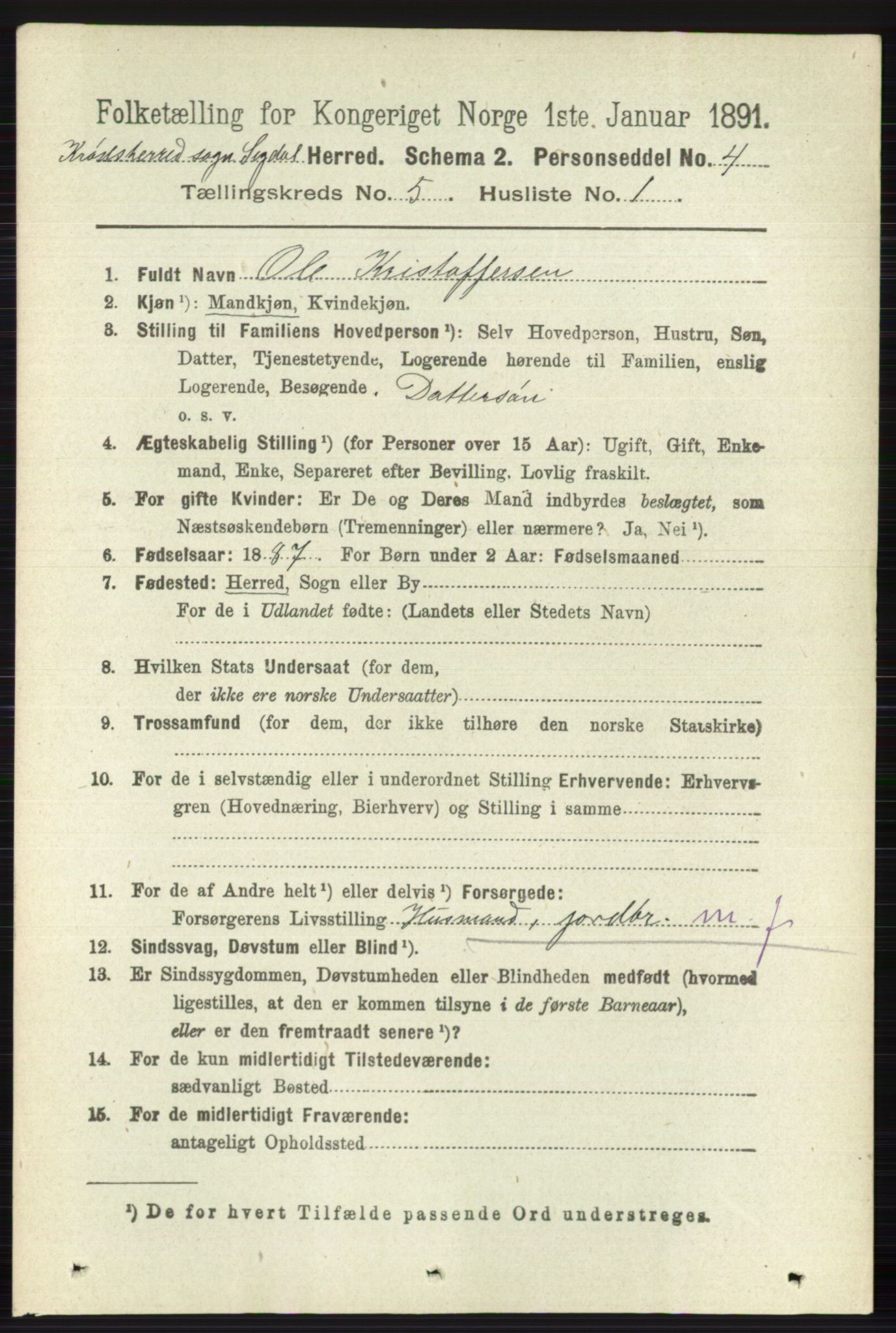 RA, 1891 census for 0621 Sigdal, 1891, p. 6321