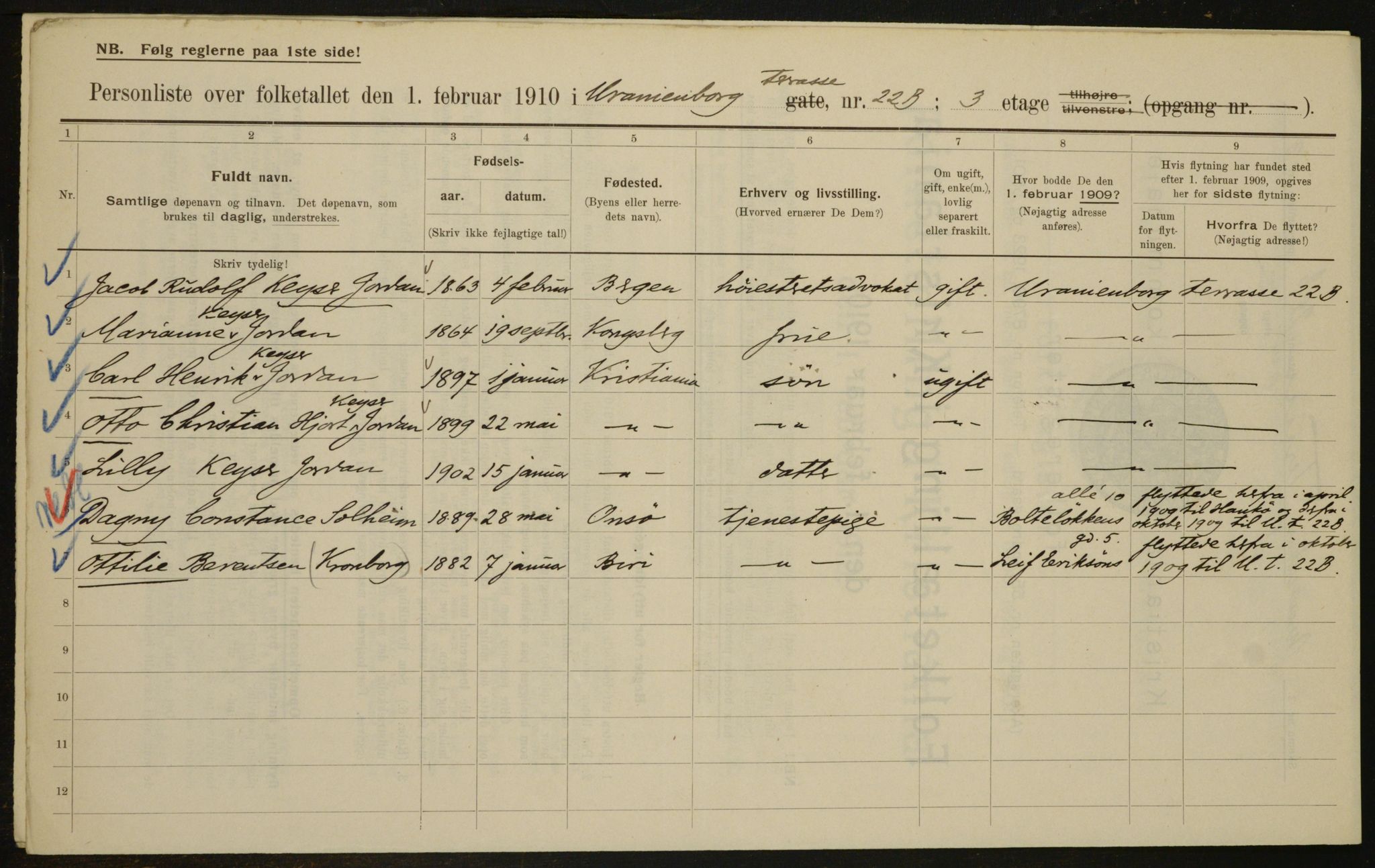 OBA, Municipal Census 1910 for Kristiania, 1910, p. 114076