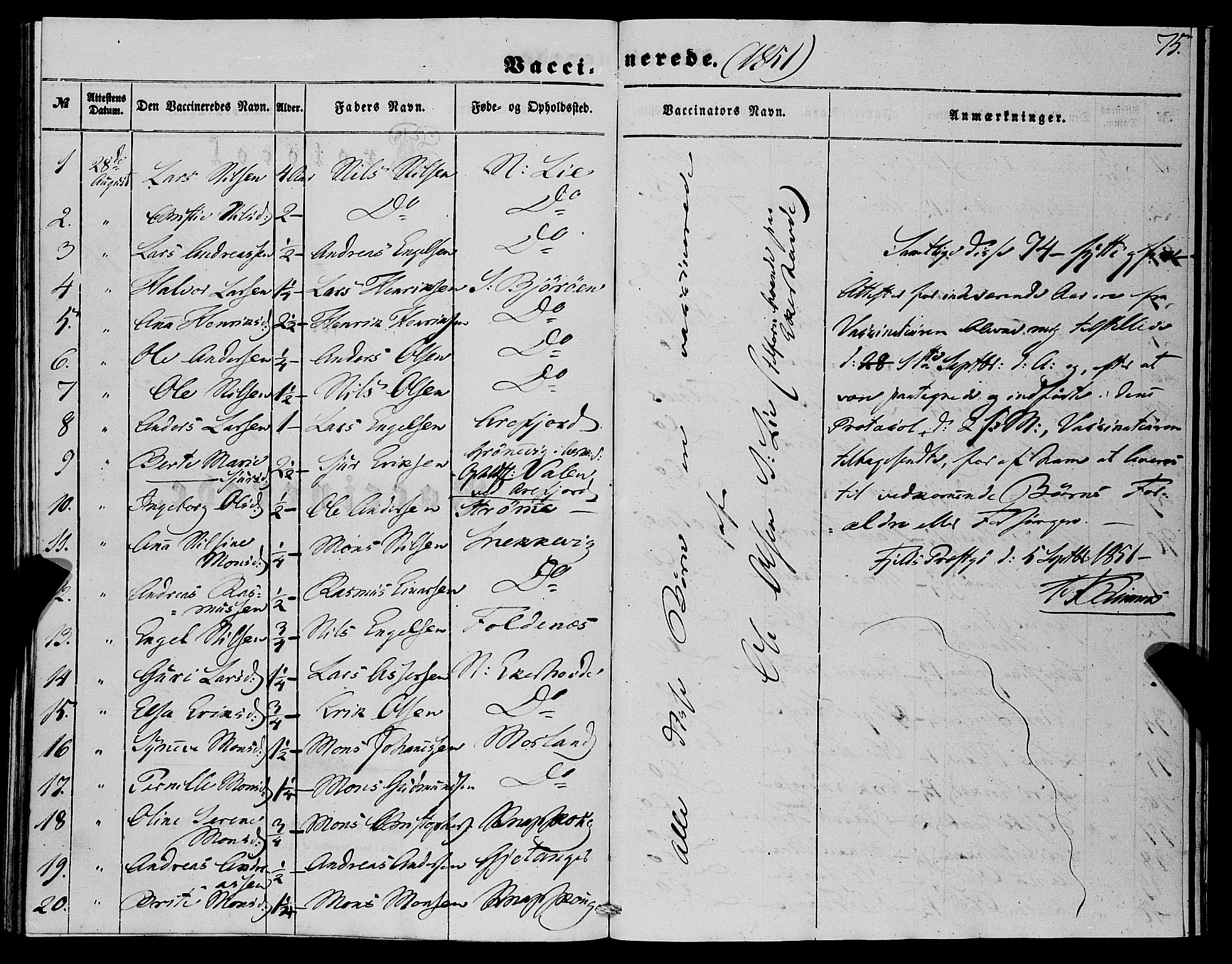 Fjell sokneprestembete, SAB/A-75301/H/Haa: Parish register (official) no. A 4, 1851-1870, p. 75