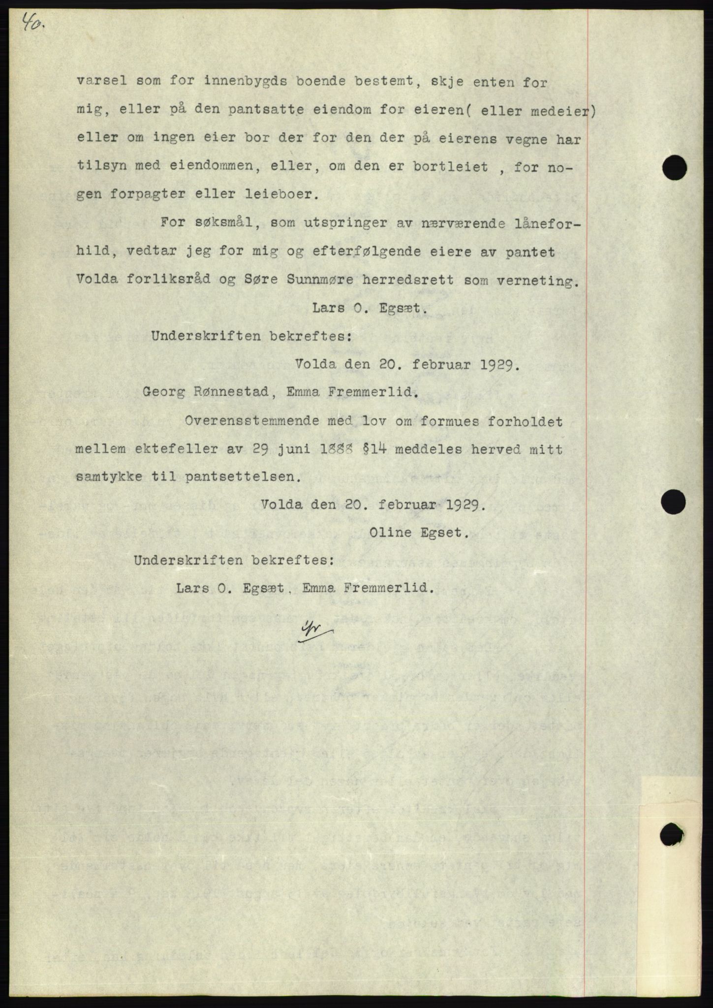 Søre Sunnmøre sorenskriveri, AV/SAT-A-4122/1/2/2C/L0049: Mortgage book no. 43, 1929-1929, Deed date: 02.03.1929