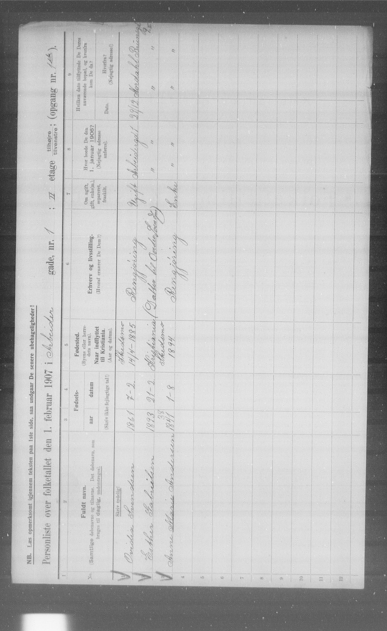 OBA, Municipal Census 1907 for Kristiania, 1907, p. 781