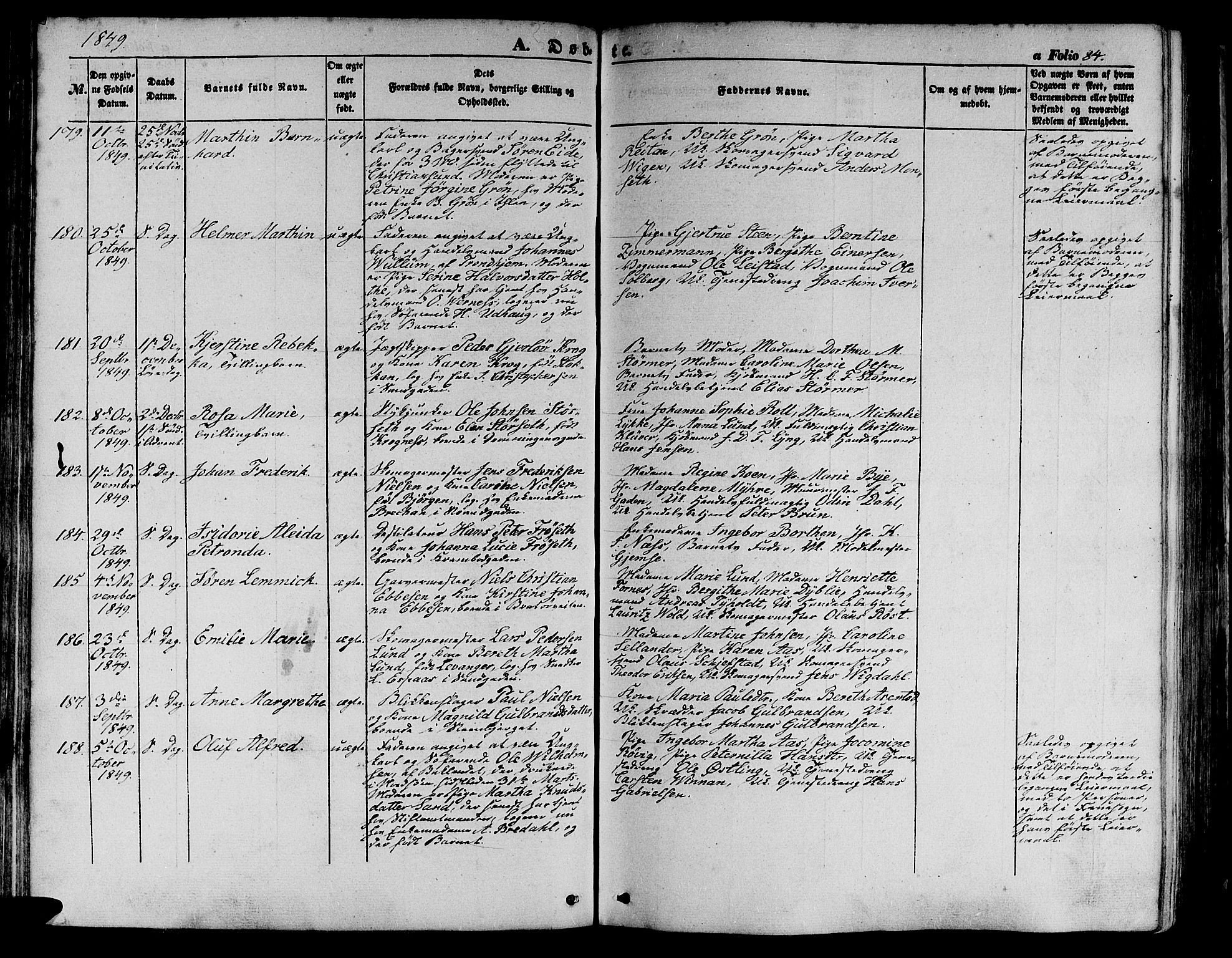 Ministerialprotokoller, klokkerbøker og fødselsregistre - Sør-Trøndelag, AV/SAT-A-1456/602/L0137: Parish register (copy) no. 602C05, 1846-1856, p. 84