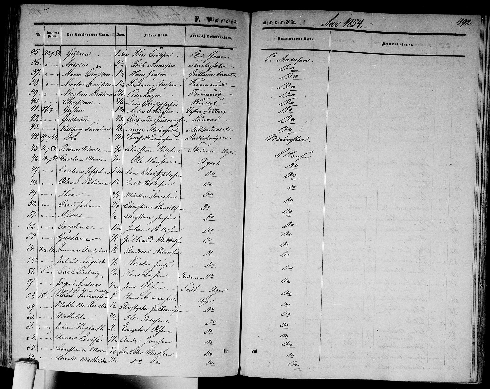 Gamlebyen prestekontor Kirkebøker, AV/SAO-A-10884/F/Fa/L0004: Parish register (official) no. 4, 1850-1857, p. 492