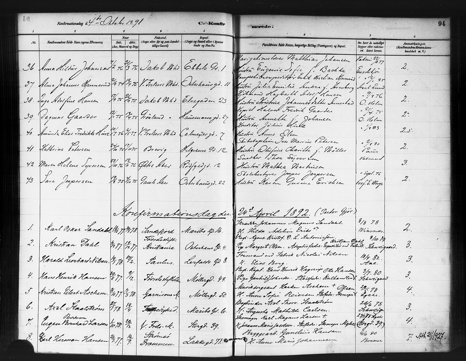 Jakob prestekontor Kirkebøker, SAO/A-10850/F/Fa/L0004: Parish register (official) no. 4, 1880-1894, p. 94
