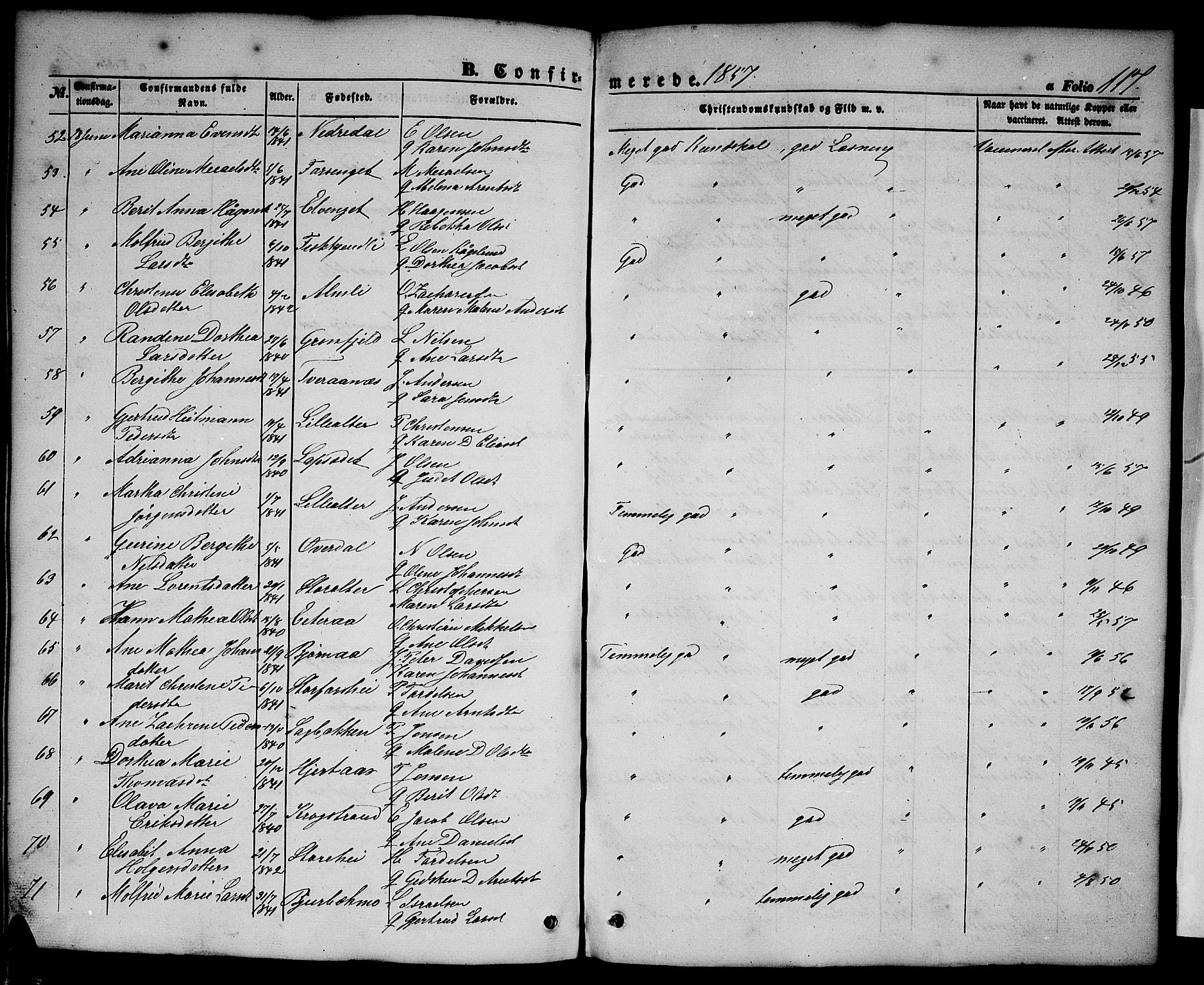 Ministerialprotokoller, klokkerbøker og fødselsregistre - Nordland, SAT/A-1459/827/L0414: Parish register (copy) no. 827C03, 1853-1865, p. 117
