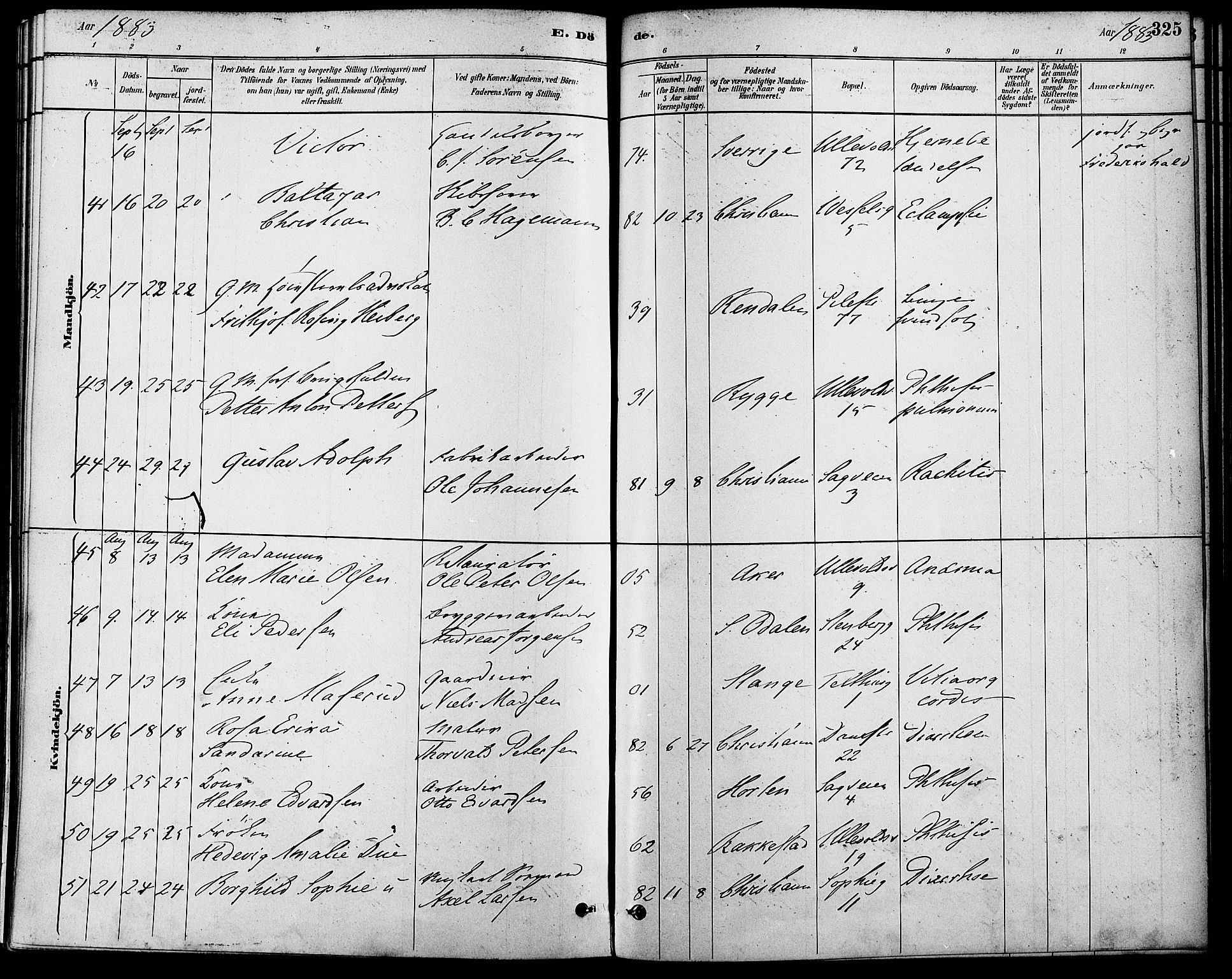 Gamle Aker prestekontor Kirkebøker, AV/SAO-A-10617a/F/L0006: Parish register (official) no. 6, 1880-1887, p. 325