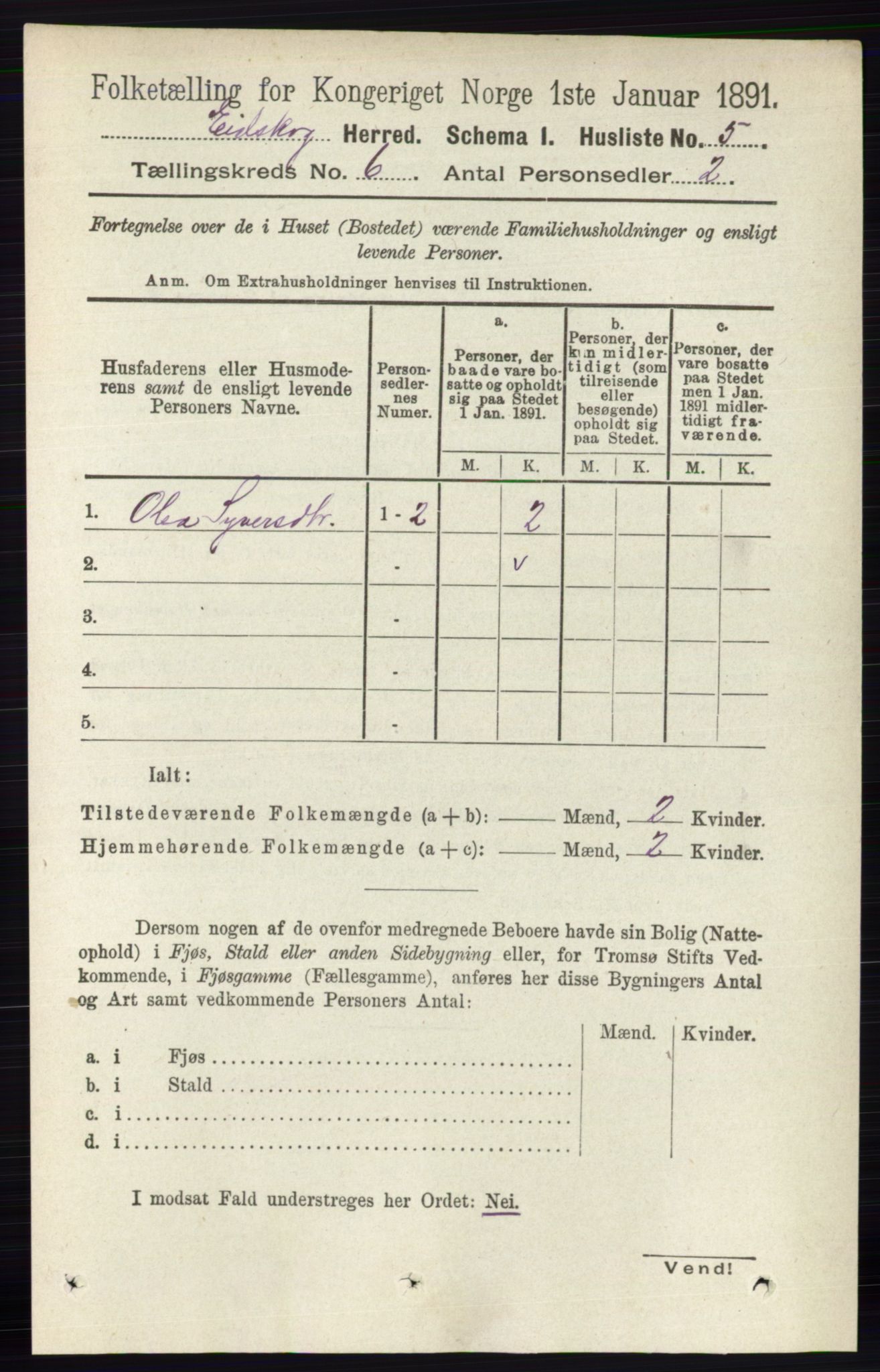 RA, 1891 census for 0420 Eidskog, 1891, p. 2716