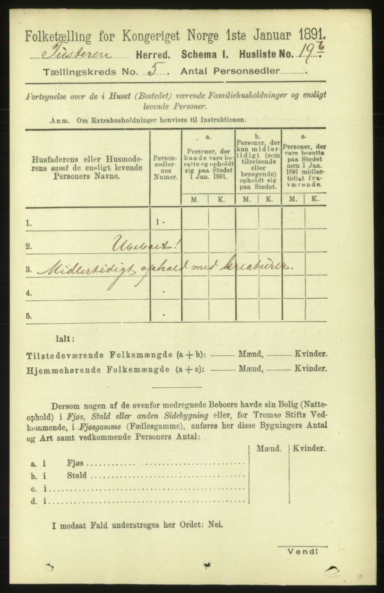 RA, 1891 census for 1572 Tustna, 1891, p. 1705