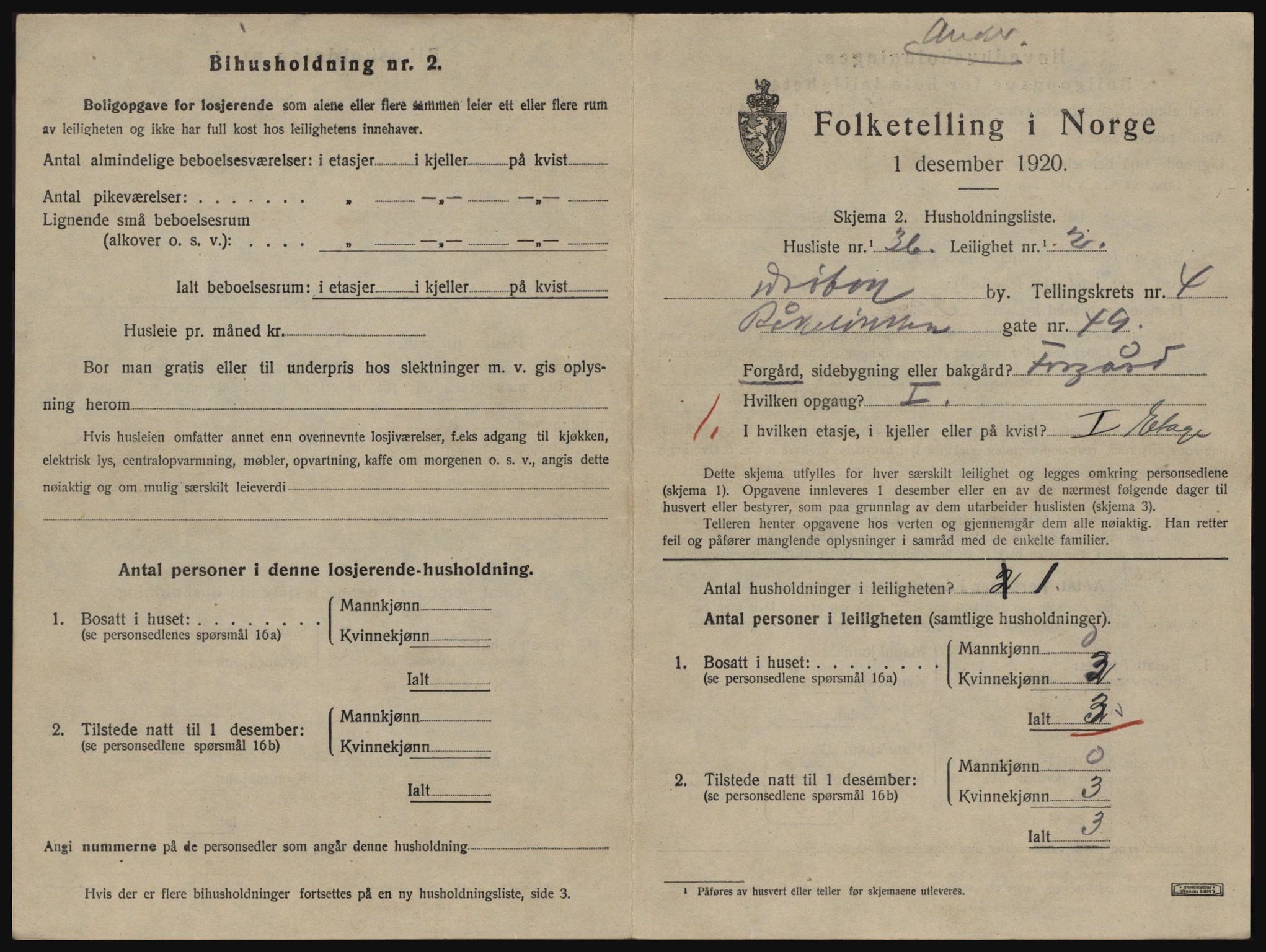 SAO, 1920 census for Drøbak, 1920, p. 1409