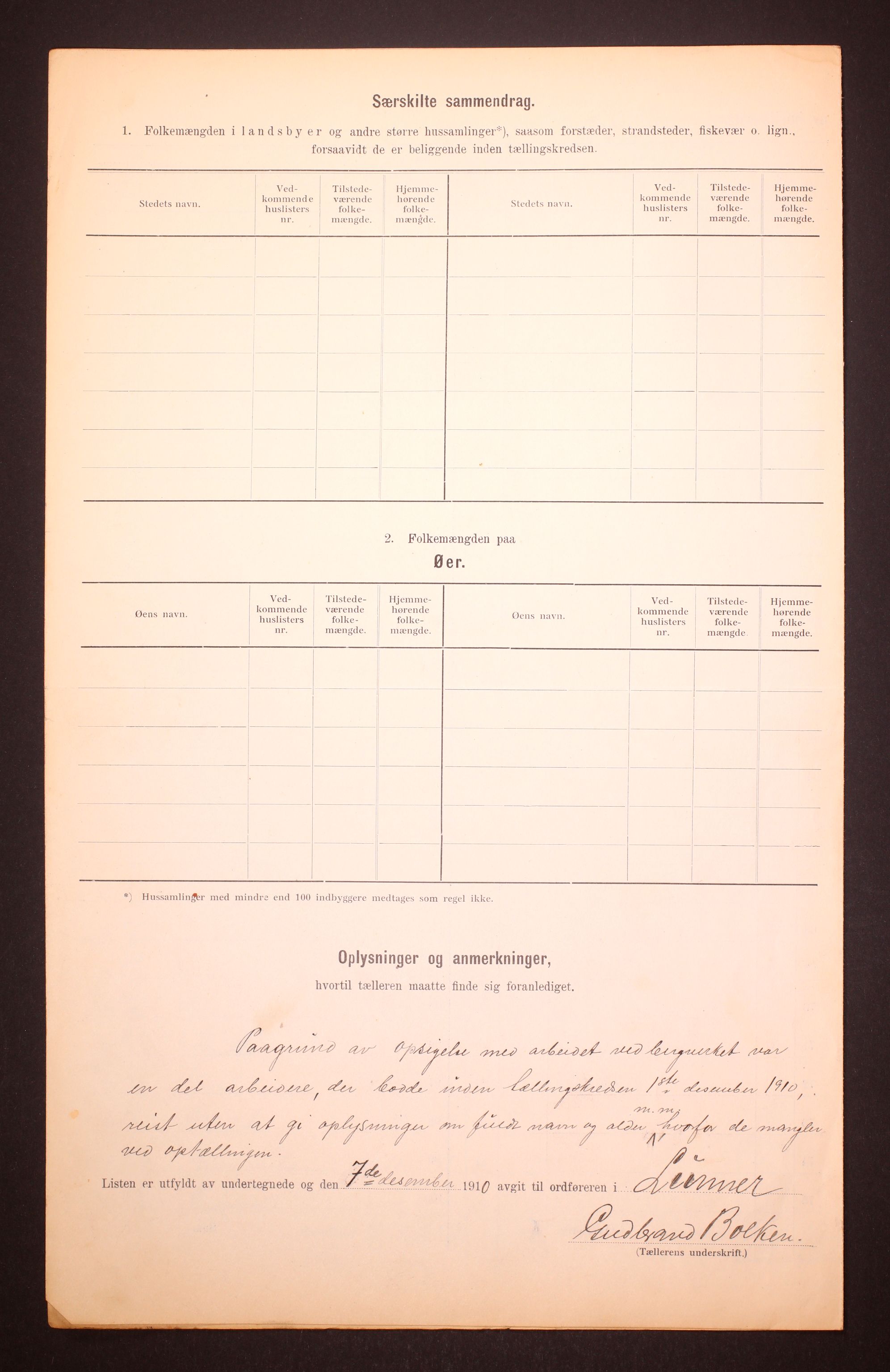 RA, 1910 census for Lunner, 1910, p. 33