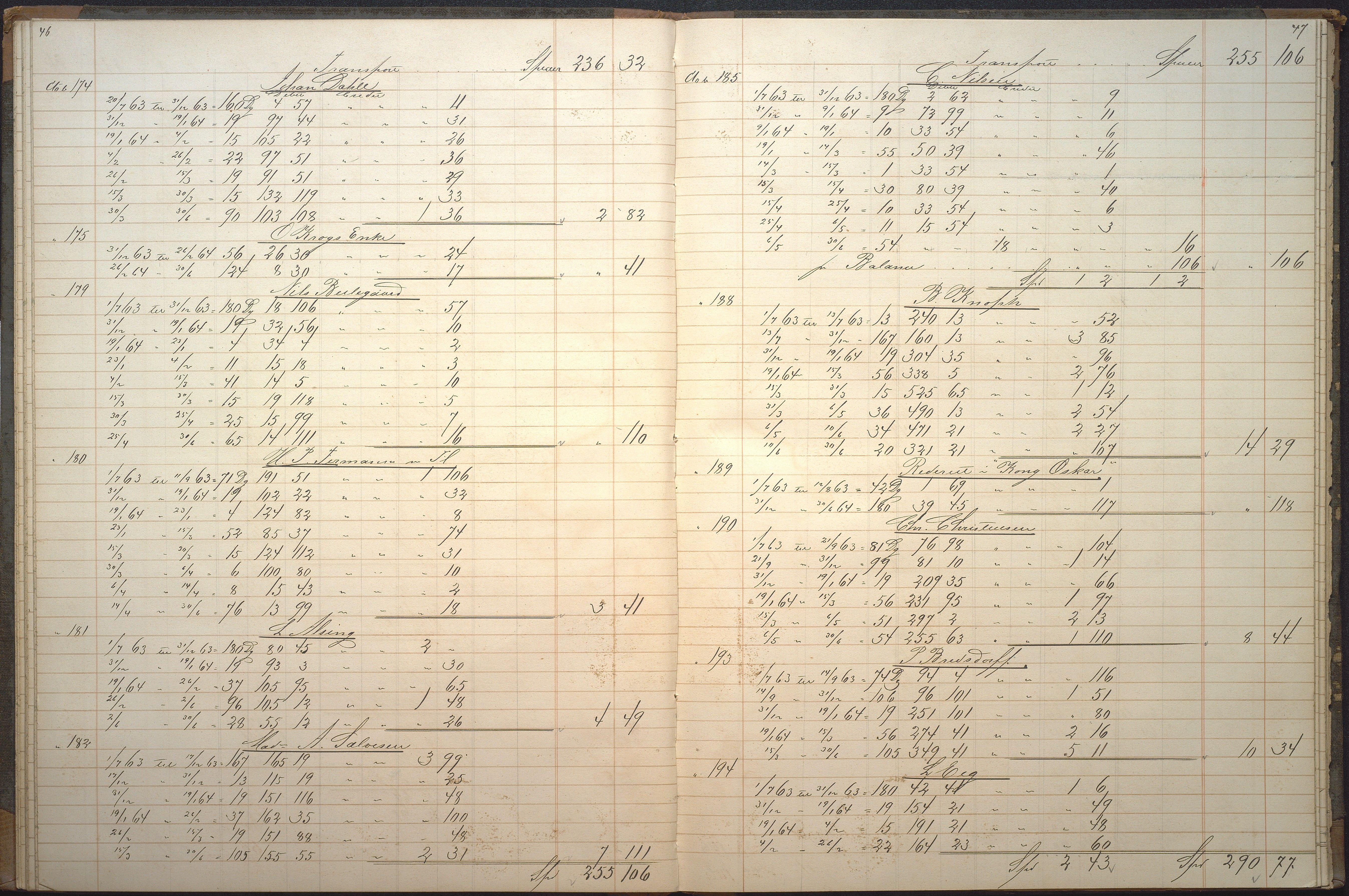 Agders Gjensidige Assuranceforening, AAKS/PA-1718/05/L0006: Renteprotokoll, seilavdeling, 1861-1867, p. 46-47