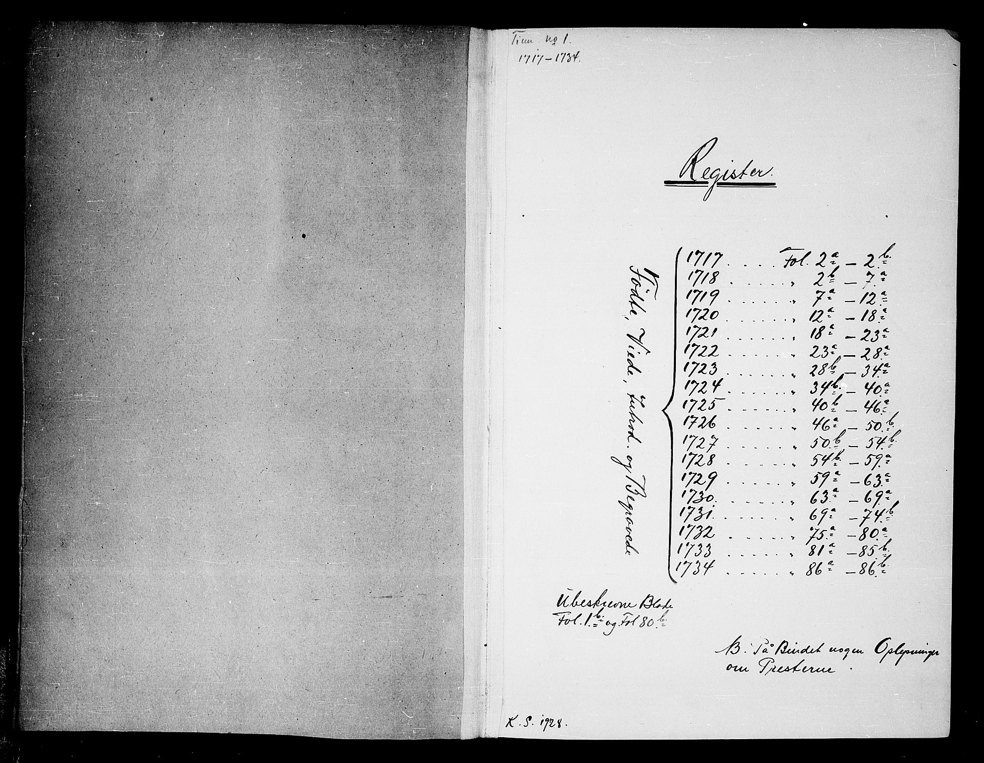 Tinn kirkebøker, SAKO/A-308/F/Fa/L0001: Parish register (official) no. I 1, 1717-1734