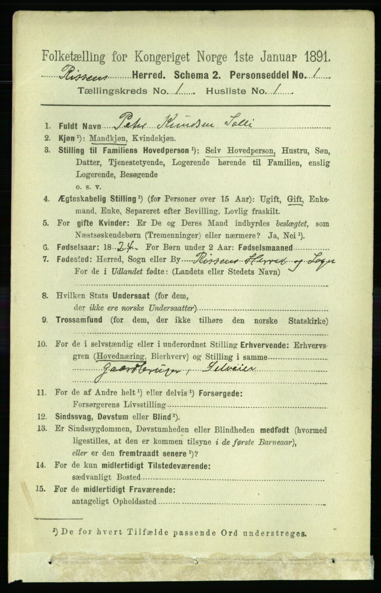 RA, 1891 census for 1624 Rissa, 1891, p. 158