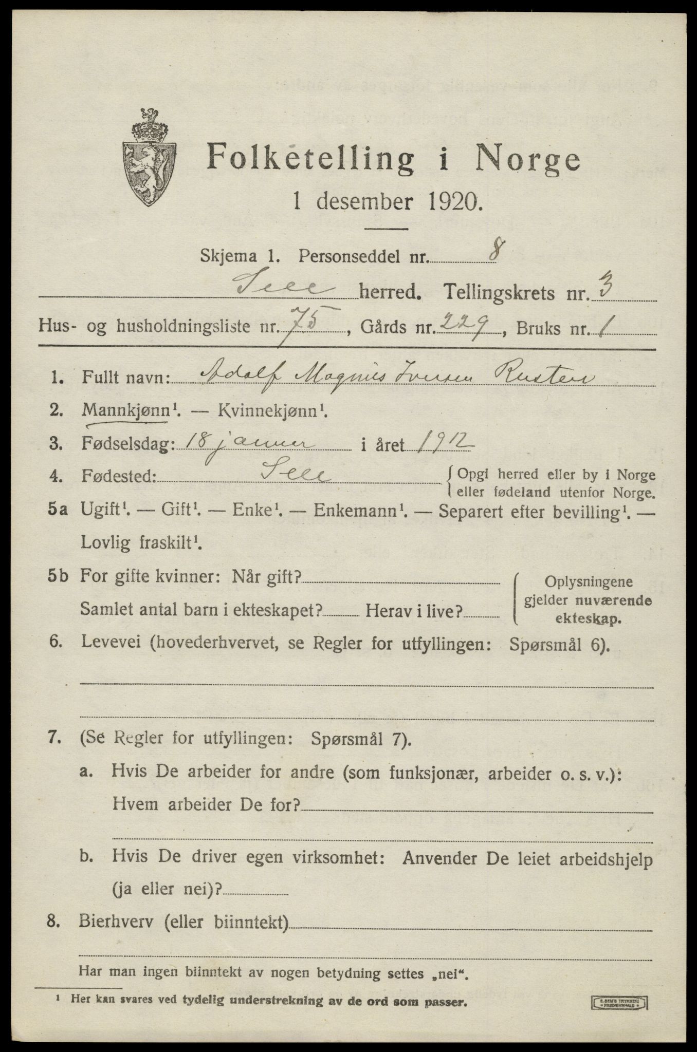 SAH, 1920 census for Sel, 1920, p. 3112