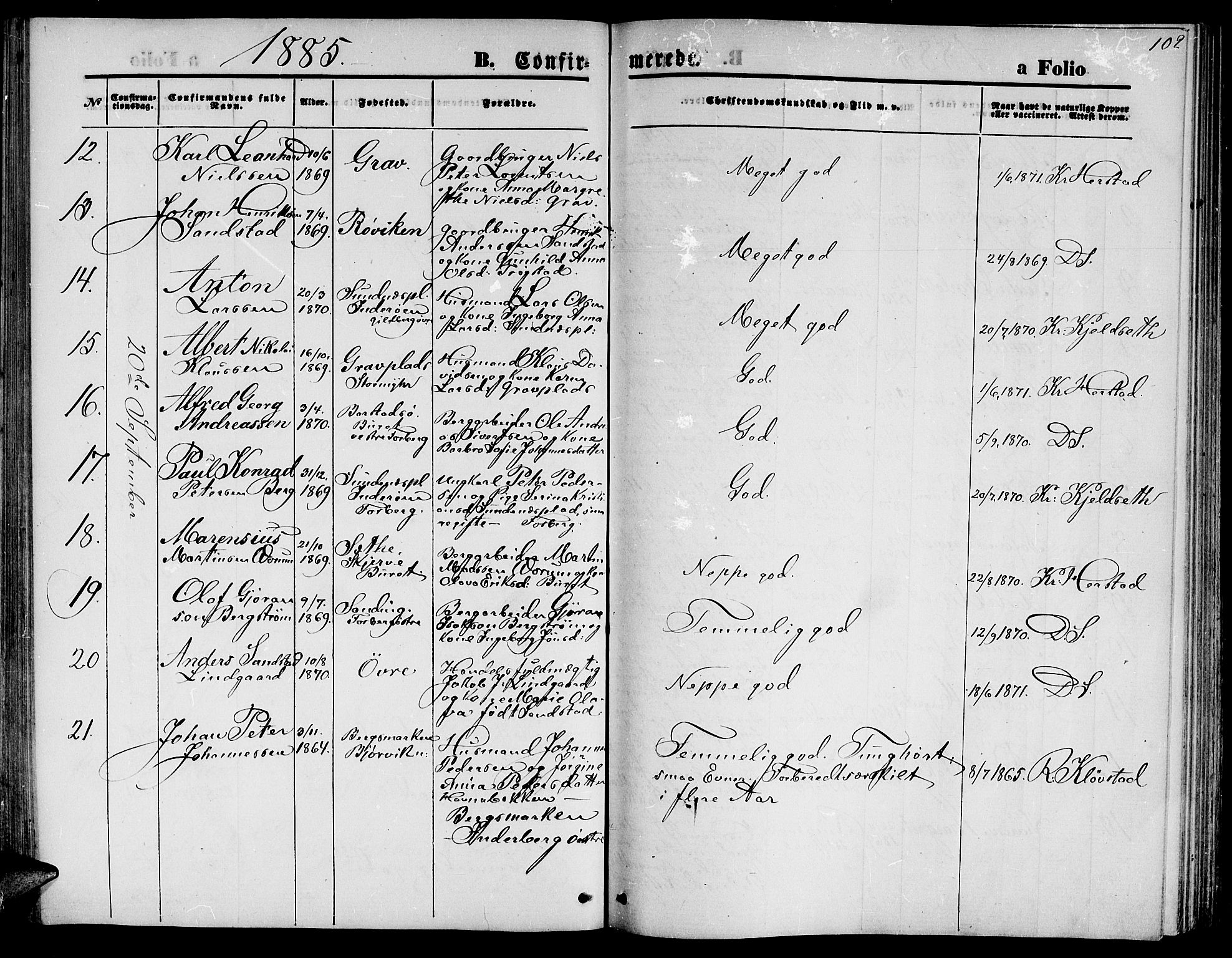 Ministerialprotokoller, klokkerbøker og fødselsregistre - Nord-Trøndelag, SAT/A-1458/722/L0225: Parish register (copy) no. 722C01, 1871-1888, p. 102