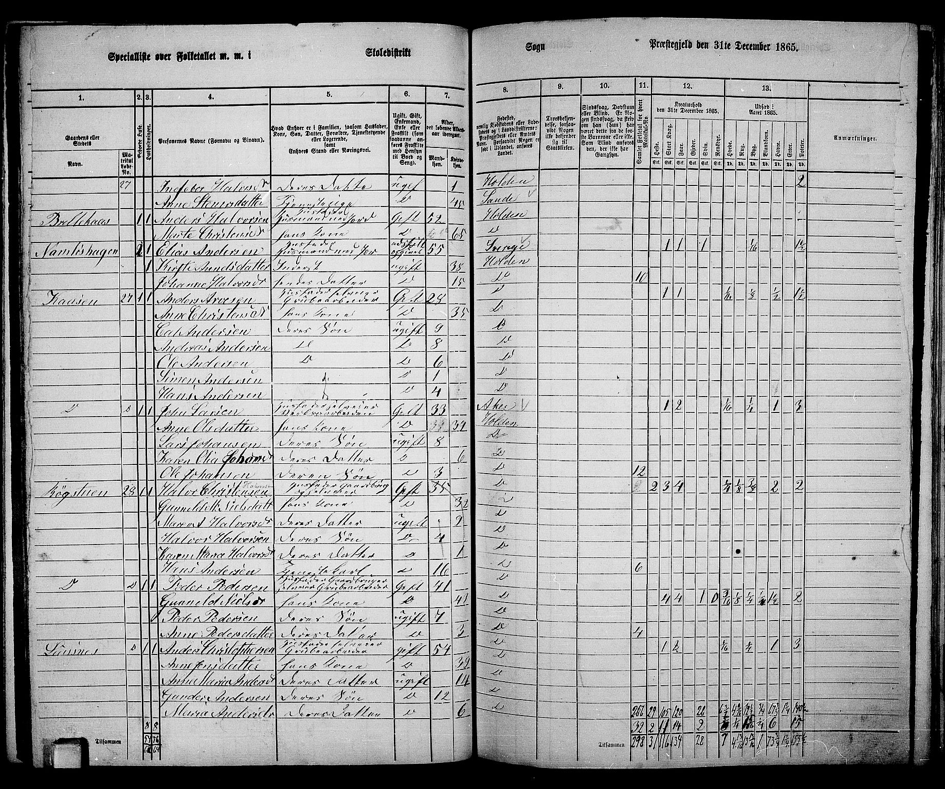 RA, 1865 census for Holla, 1865, p. 82