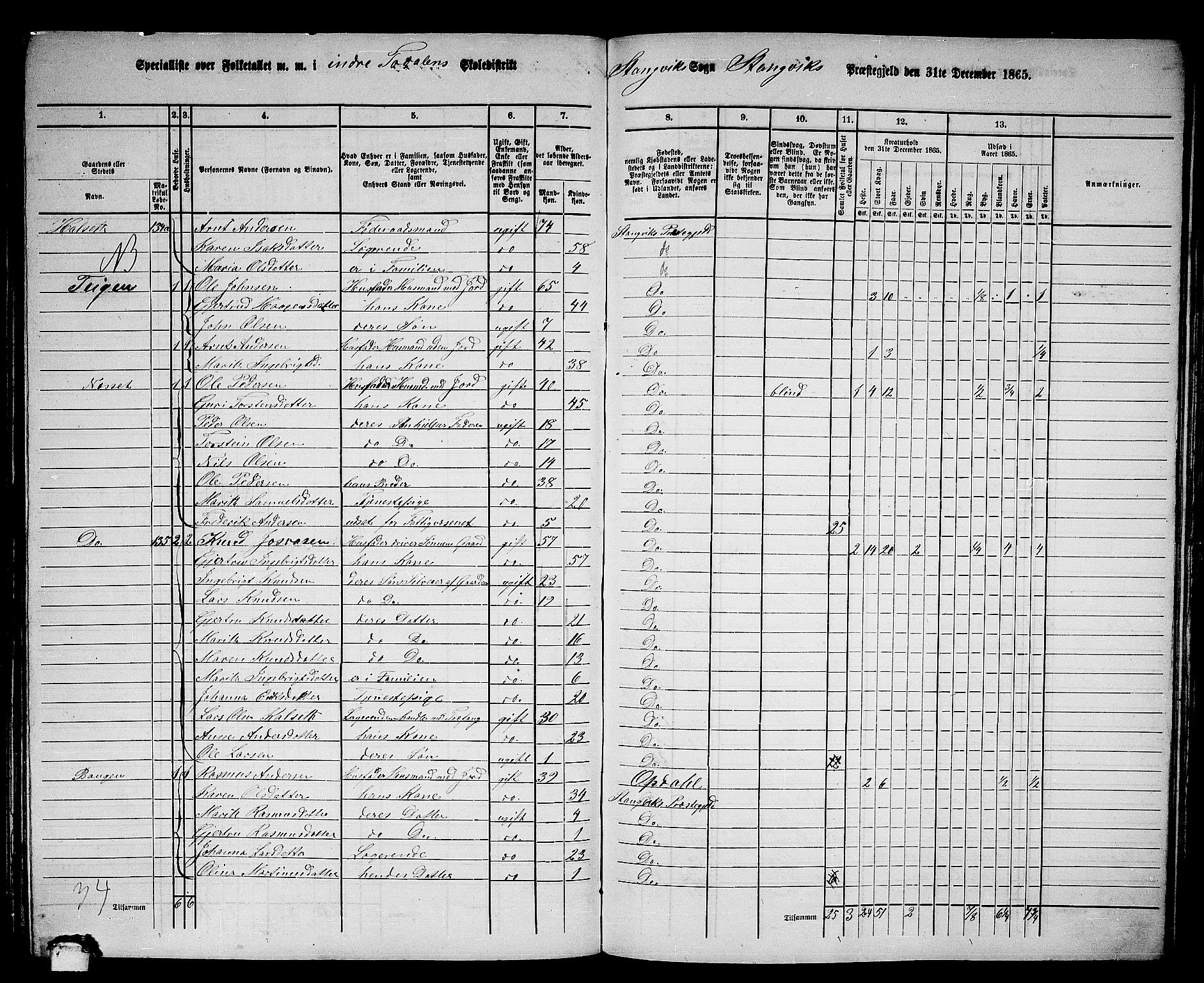 RA, 1865 census for Stangvik, 1865, p. 107