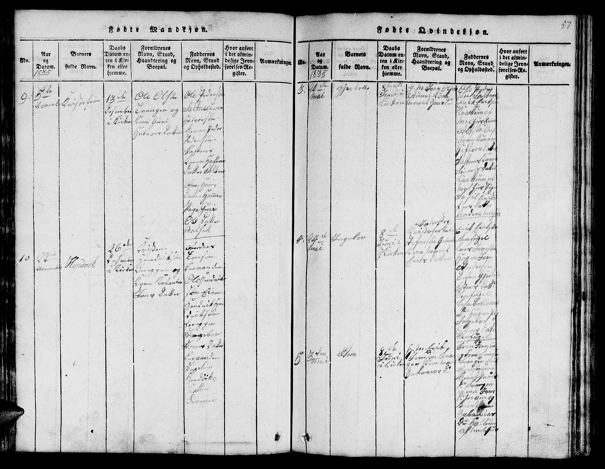 Ministerialprotokoller, klokkerbøker og fødselsregistre - Sør-Trøndelag, SAT/A-1456/666/L0788: Parish register (copy) no. 666C01, 1816-1847, p. 57