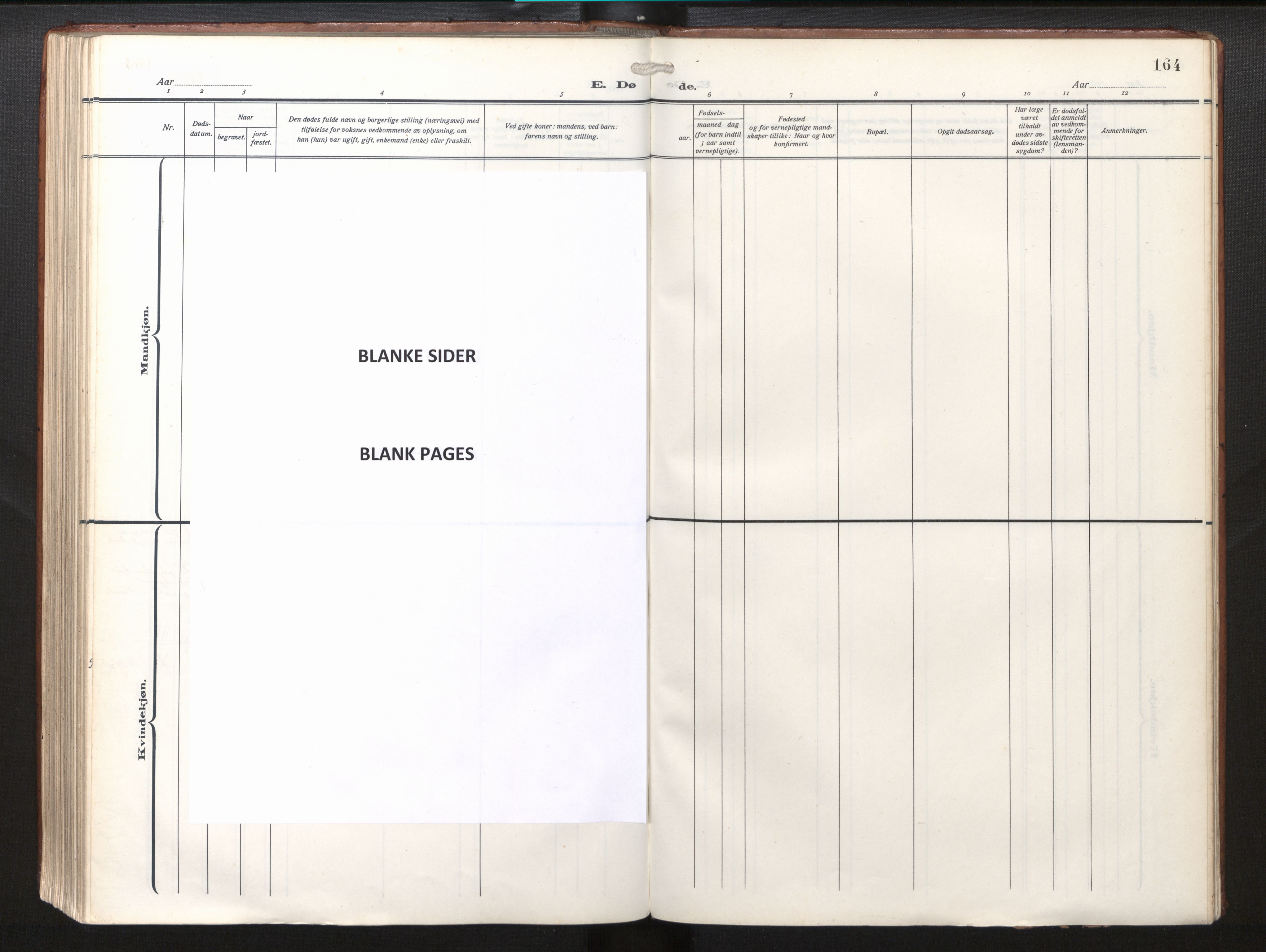 Lindås Sokneprestembete, AV/SAB-A-76701/H/Haa/Haab/L0003: Parish register (official) no. B 3, 1912-1929, p. 164