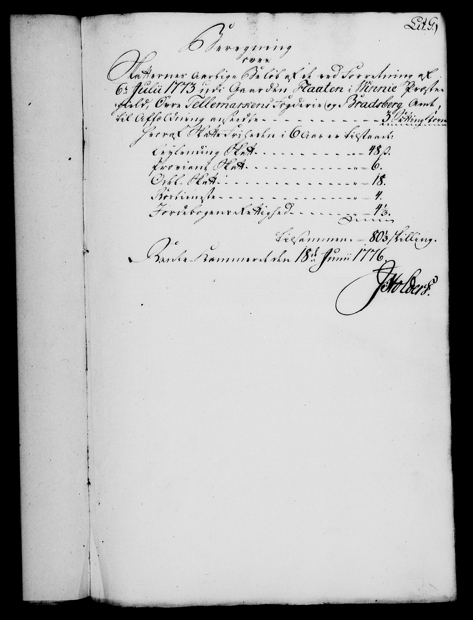 Rentekammeret, Kammerkanselliet, AV/RA-EA-3111/G/Gf/Gfa/L0058: Norsk relasjons- og resolusjonsprotokoll (merket RK 52.58), 1776, p. 126