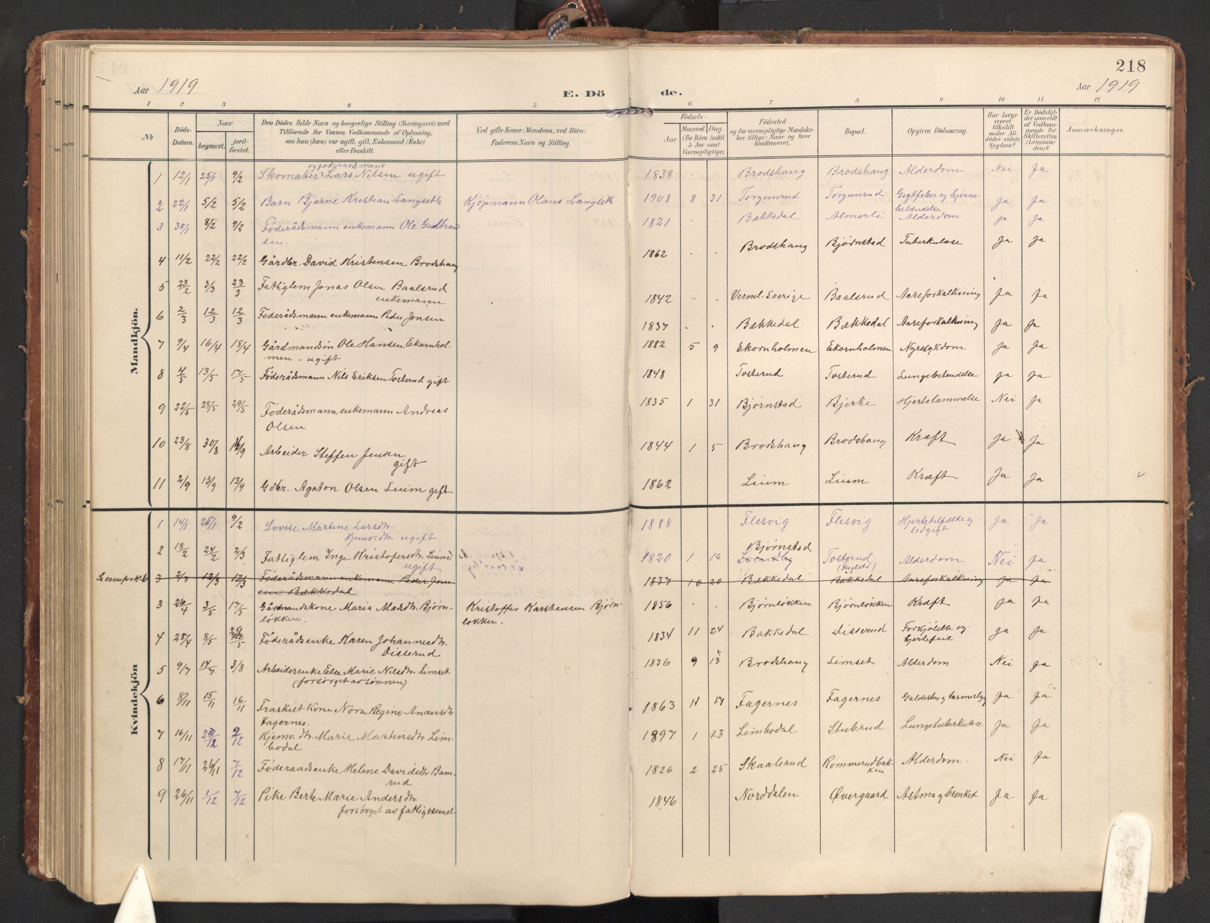 Hurdal prestekontor Kirkebøker, SAO/A-10889/G/Gb/L0001: Parish register (copy) no. II 1, 1902-1939, p. 218