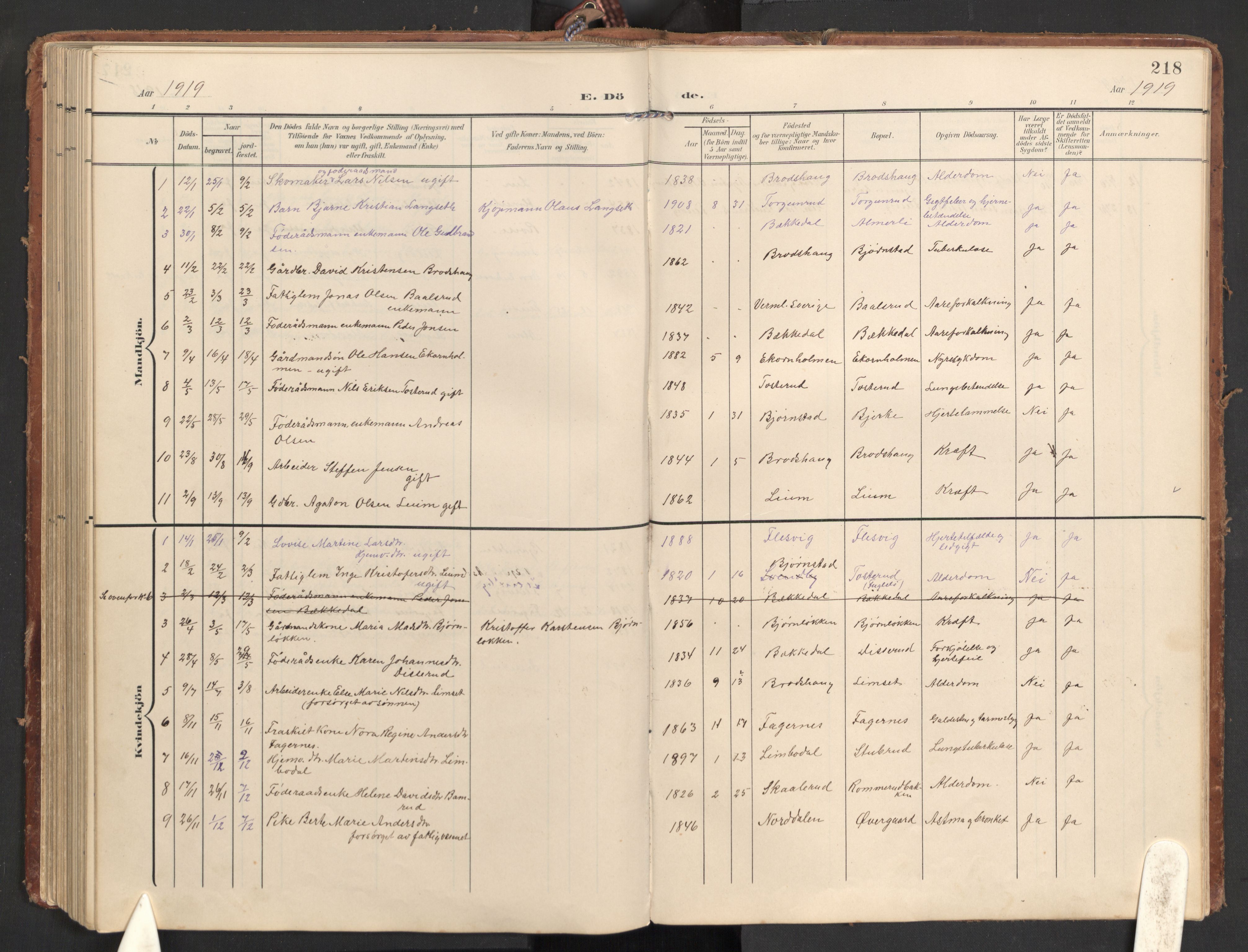 Hurdal prestekontor Kirkebøker, AV/SAO-A-10889/G/Gb/L0001: Parish register (copy) no. II 1, 1902-1939, p. 218