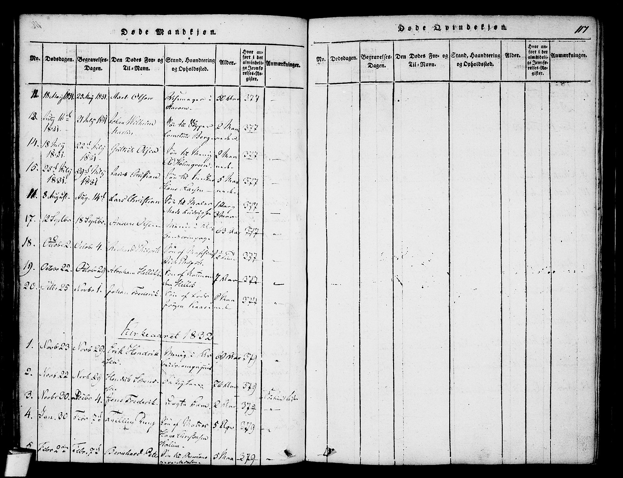 Stavern kirkebøker, AV/SAKO-A-318/F/Fa/L0006: Parish register (official) no. 6, 1816-1839, p. 117