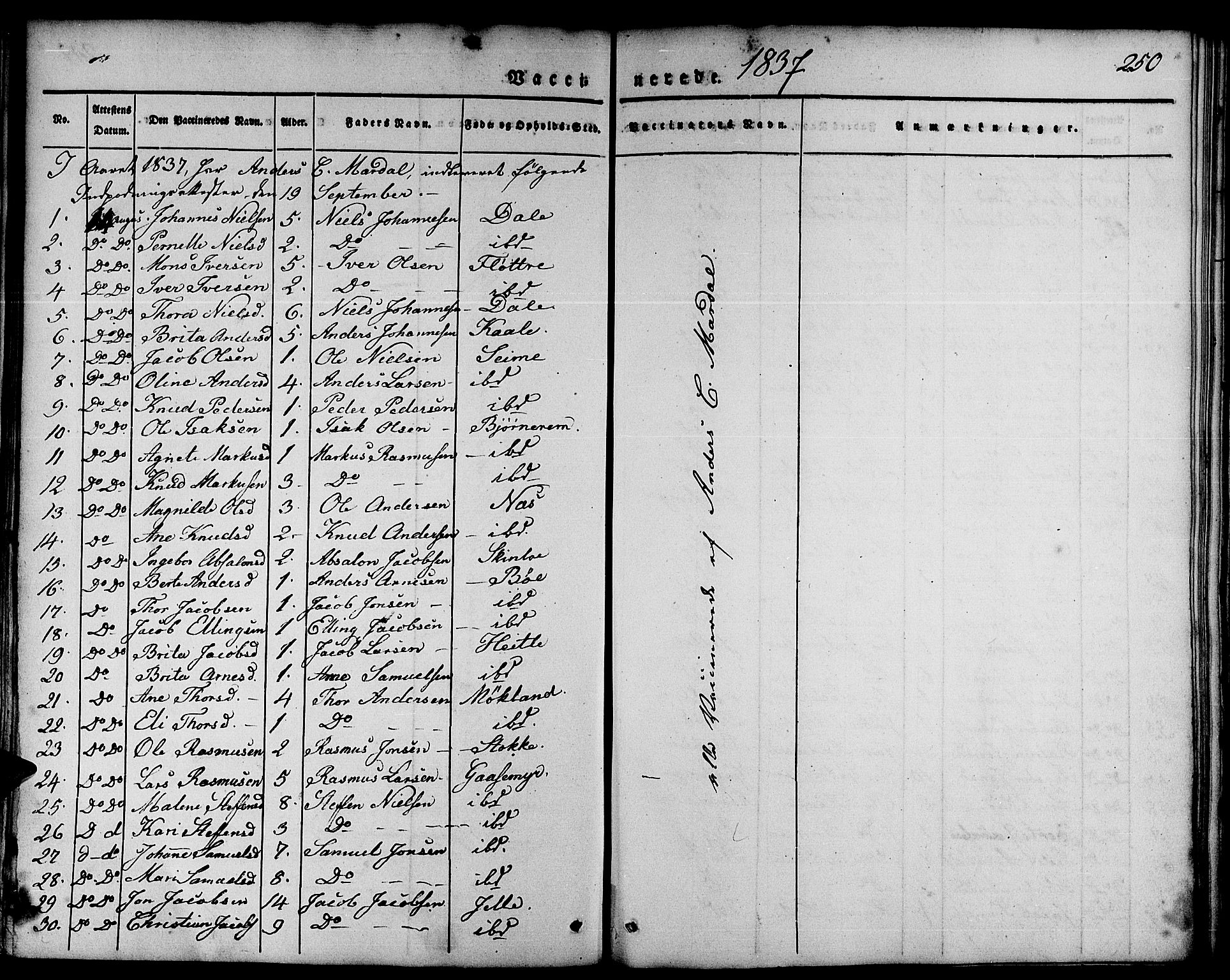 Gloppen sokneprestembete, AV/SAB-A-80101/H/Haa/Haaa/L0007: Parish register (official) no. A 7, 1827-1837, p. 250