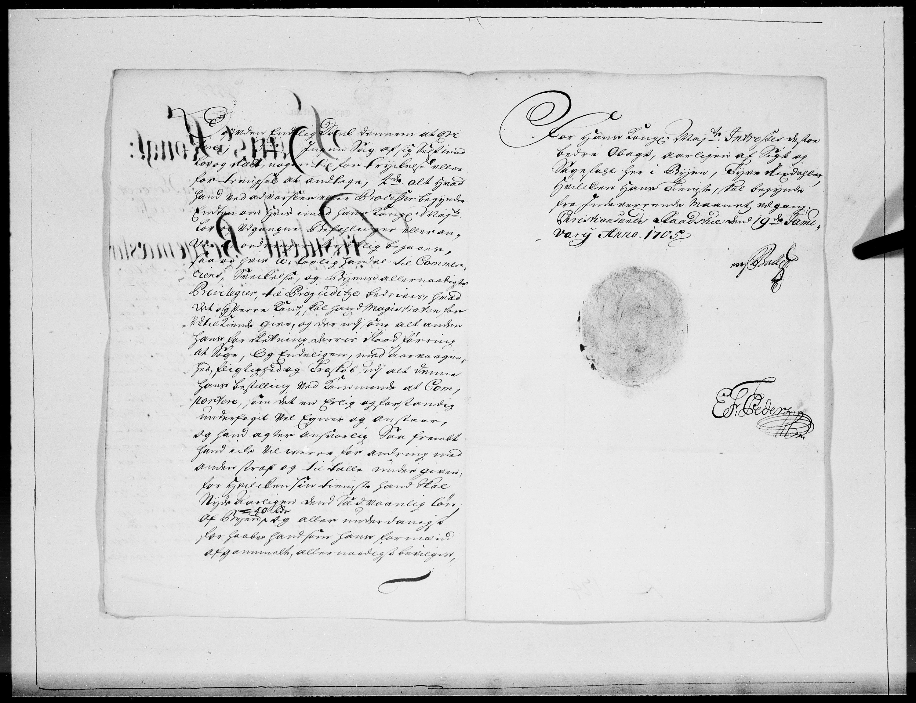 Danske Kanselli 1572-1799, AV/RA-EA-3023/F/Fc/Fcc/Fcca/L0058: Norske innlegg 1572-1799, 1705, p. 150