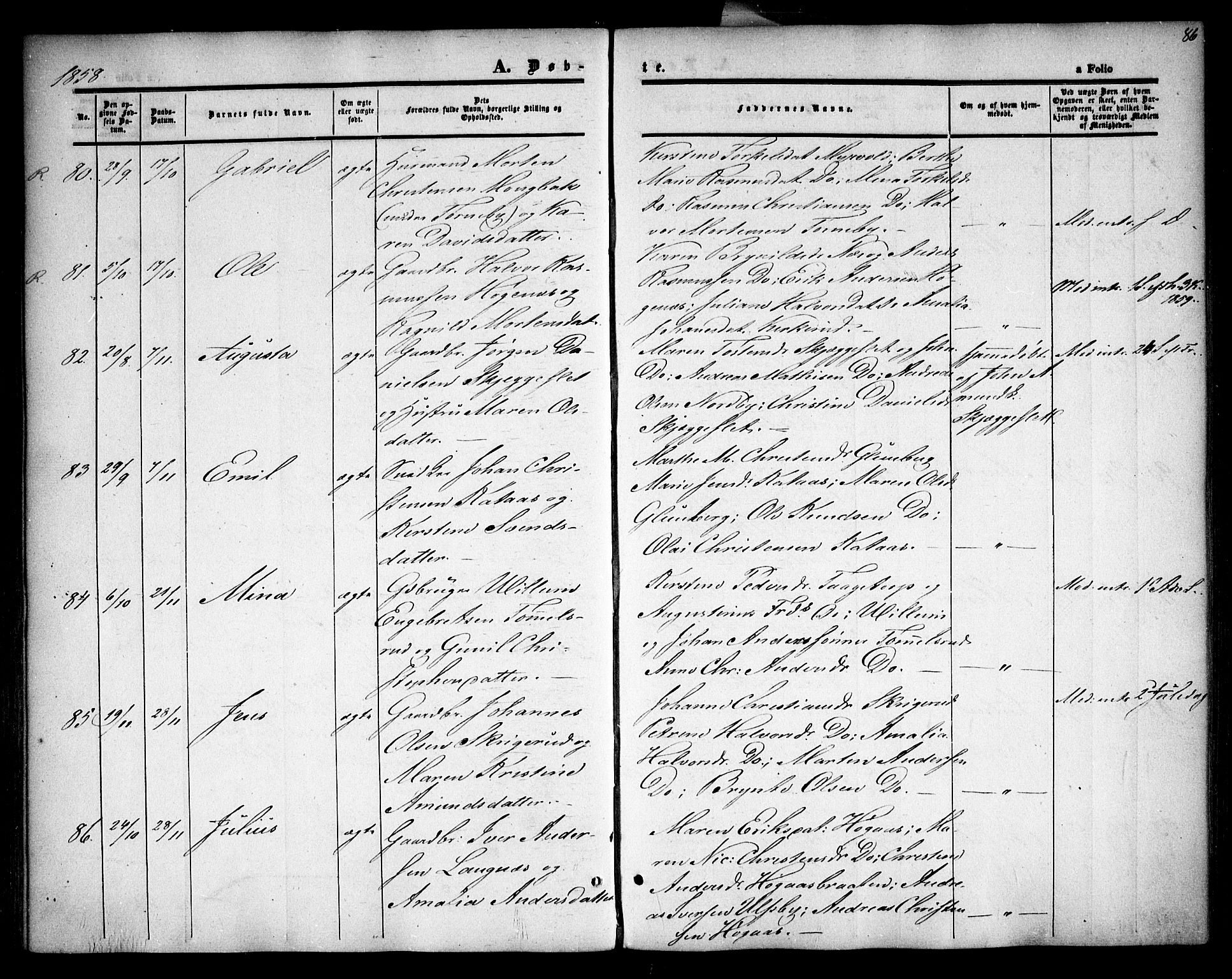 Rødenes prestekontor Kirkebøker, AV/SAO-A-2005/F/Fa/L0006: Parish register (official) no. I 6, 1850-1859, p. 86