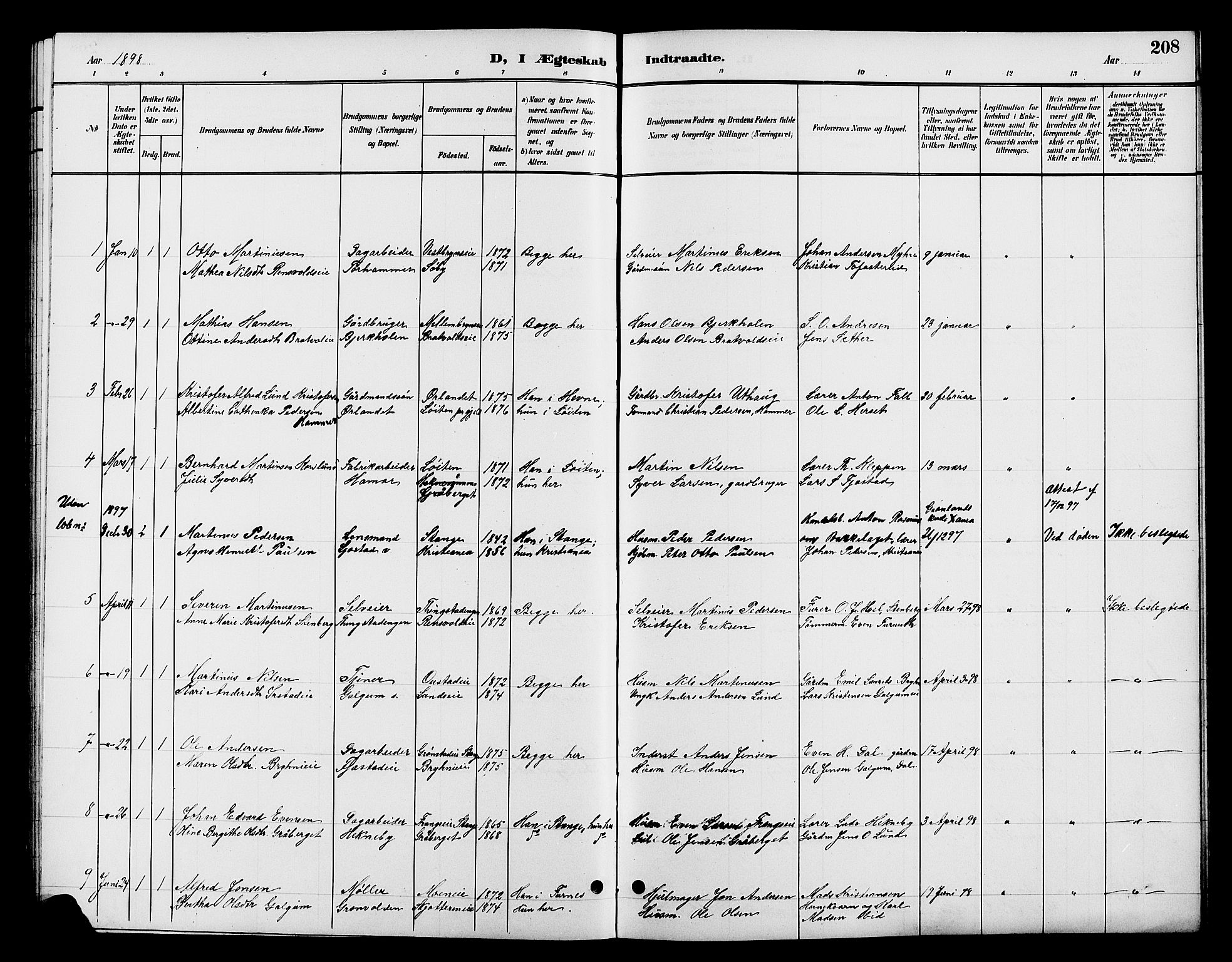 Romedal prestekontor, SAH/PREST-004/L/L0012: Parish register (copy) no. 12, 1896-1914, p. 208