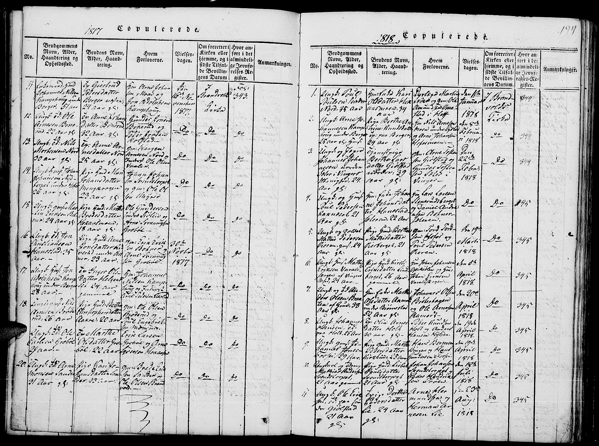 Grue prestekontor, SAH/PREST-036/H/Ha/Hab/L0001: Parish register (copy) no. 1, 1814-1841, p. 194