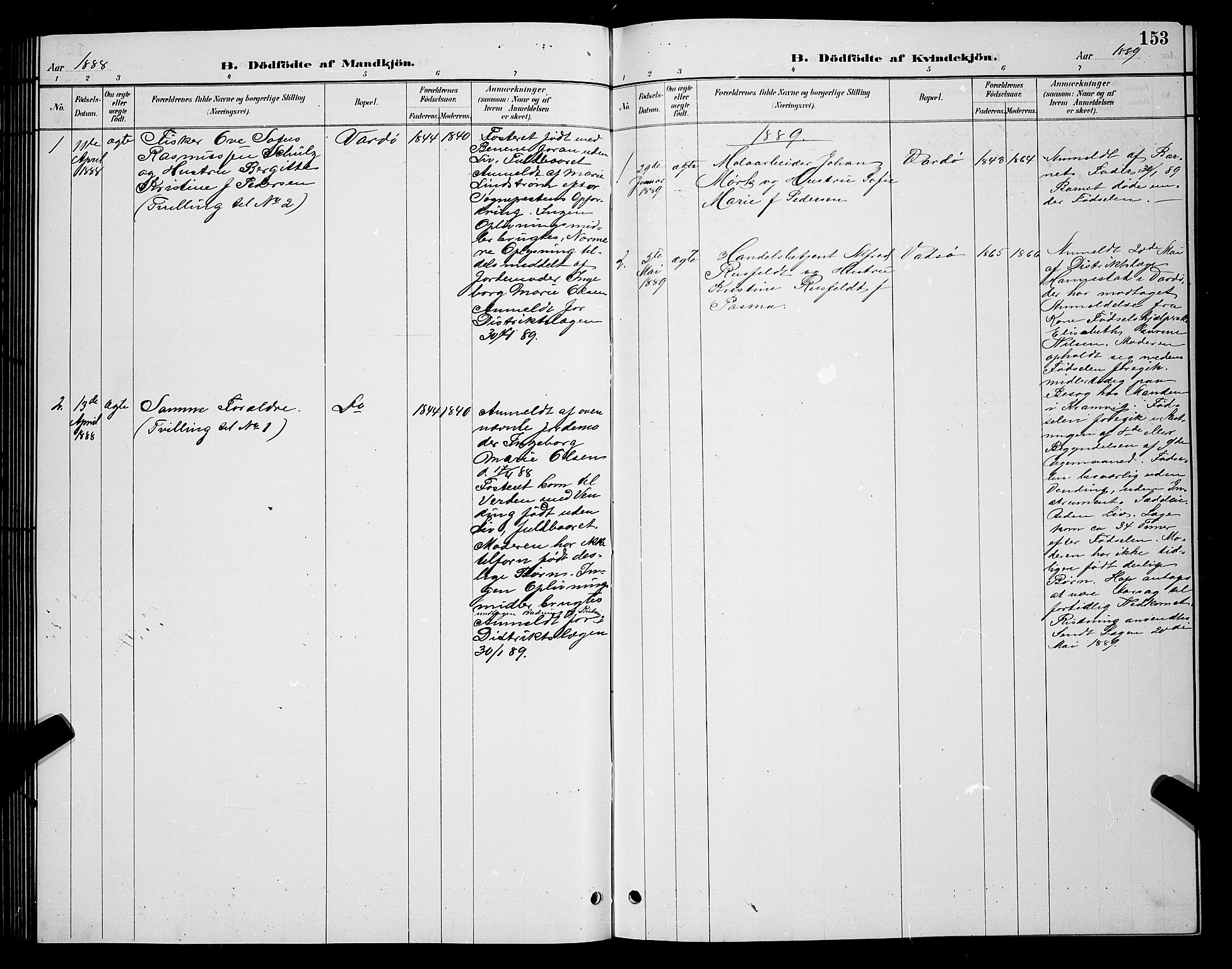 Vardø sokneprestkontor, SATØ/S-1332/H/Hb/L0005klokker: Parish register (copy) no. 5, 1887-1892, p. 153