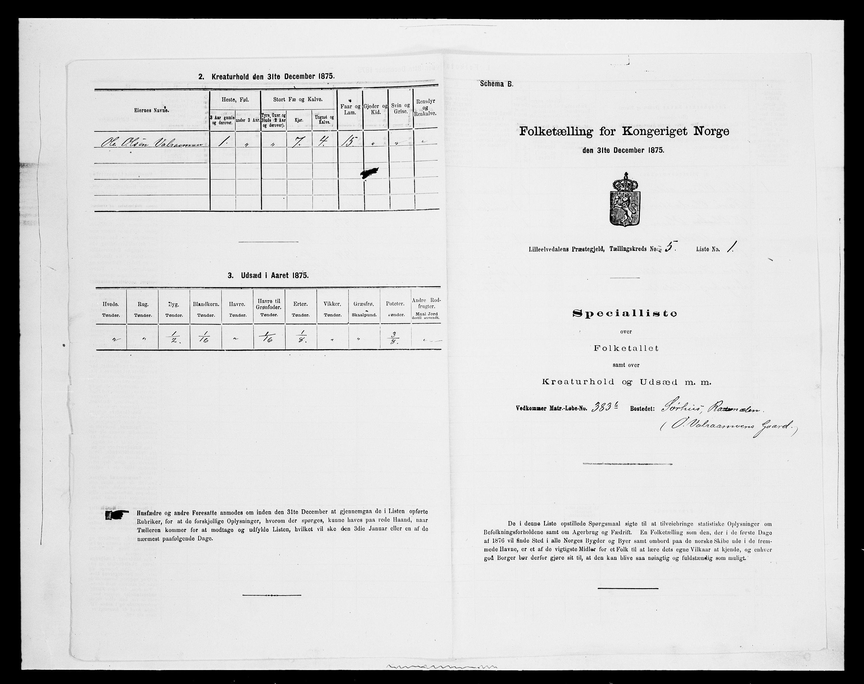 SAH, 1875 census for 0438P Lille Elvedalen, 1875, p. 444