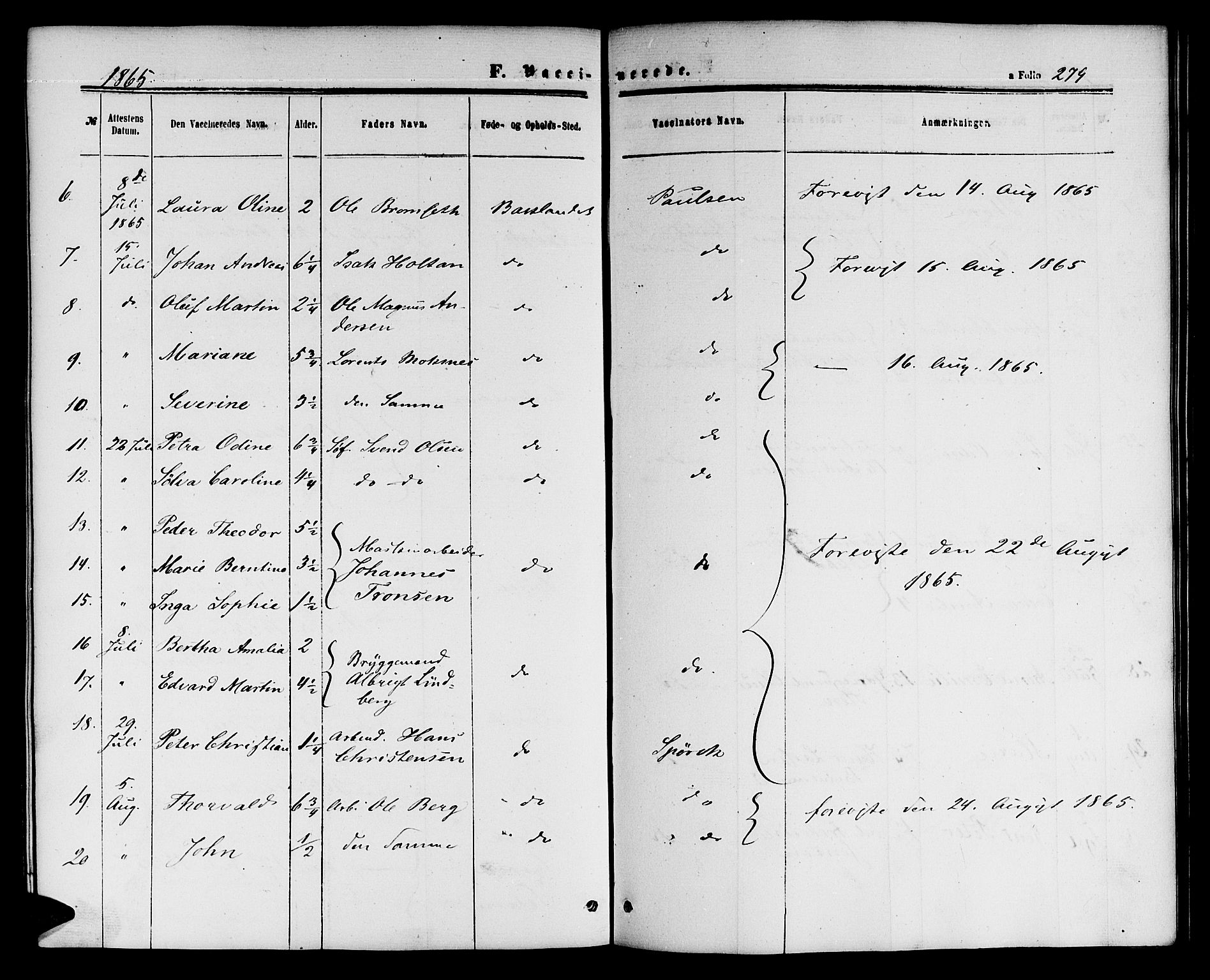 Ministerialprotokoller, klokkerbøker og fødselsregistre - Sør-Trøndelag, AV/SAT-A-1456/604/L0185: Parish register (official) no. 604A06, 1861-1865, p. 279