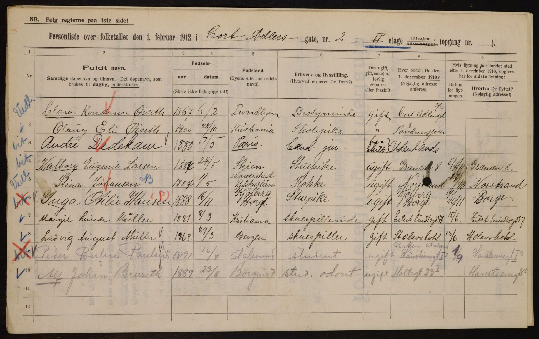 OBA, Municipal Census 1912 for Kristiania, 1912, p. 13503