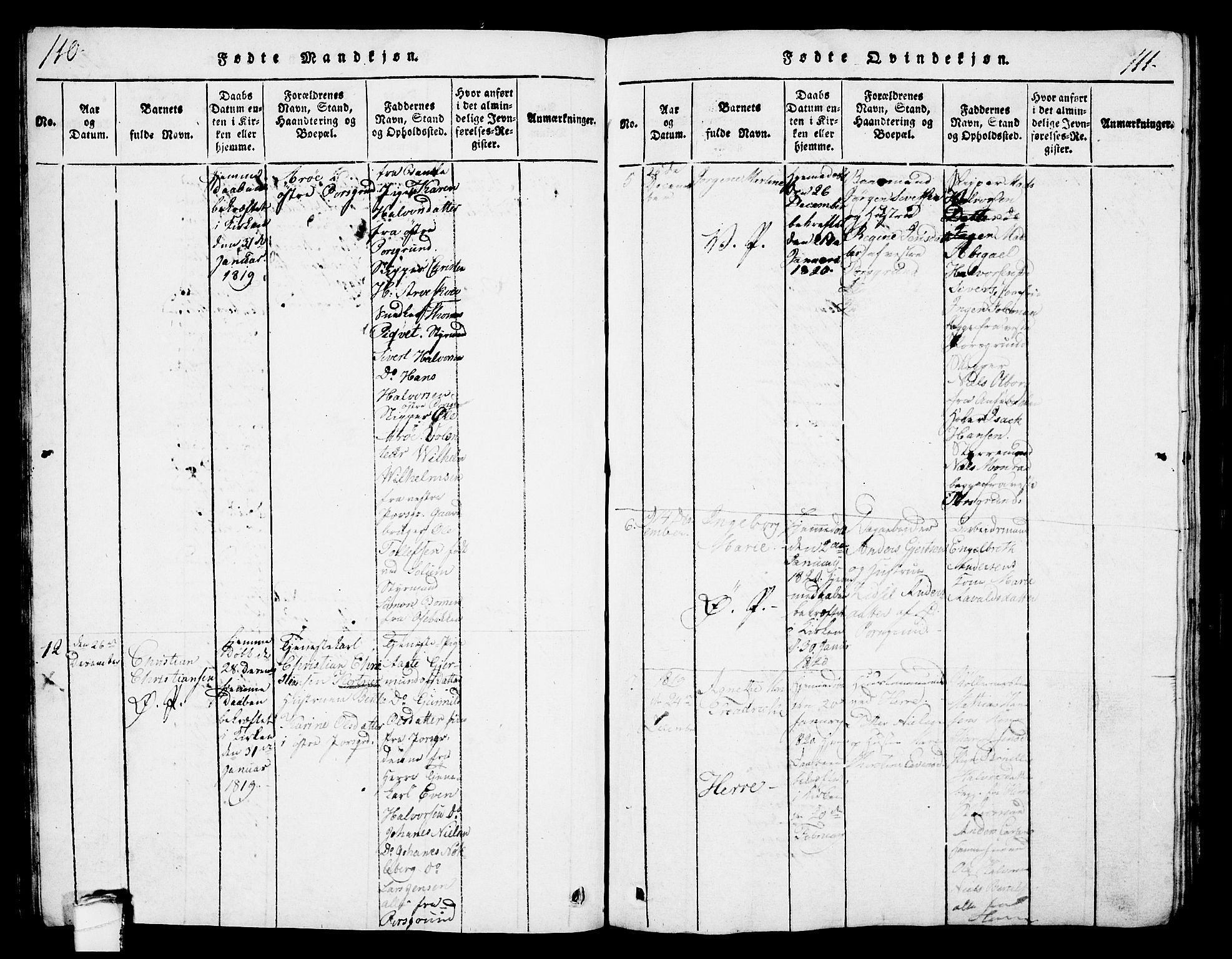 Porsgrunn kirkebøker , AV/SAKO-A-104/G/Gb/L0001: Parish register (copy) no. II 1, 1817-1828, p. 110-111