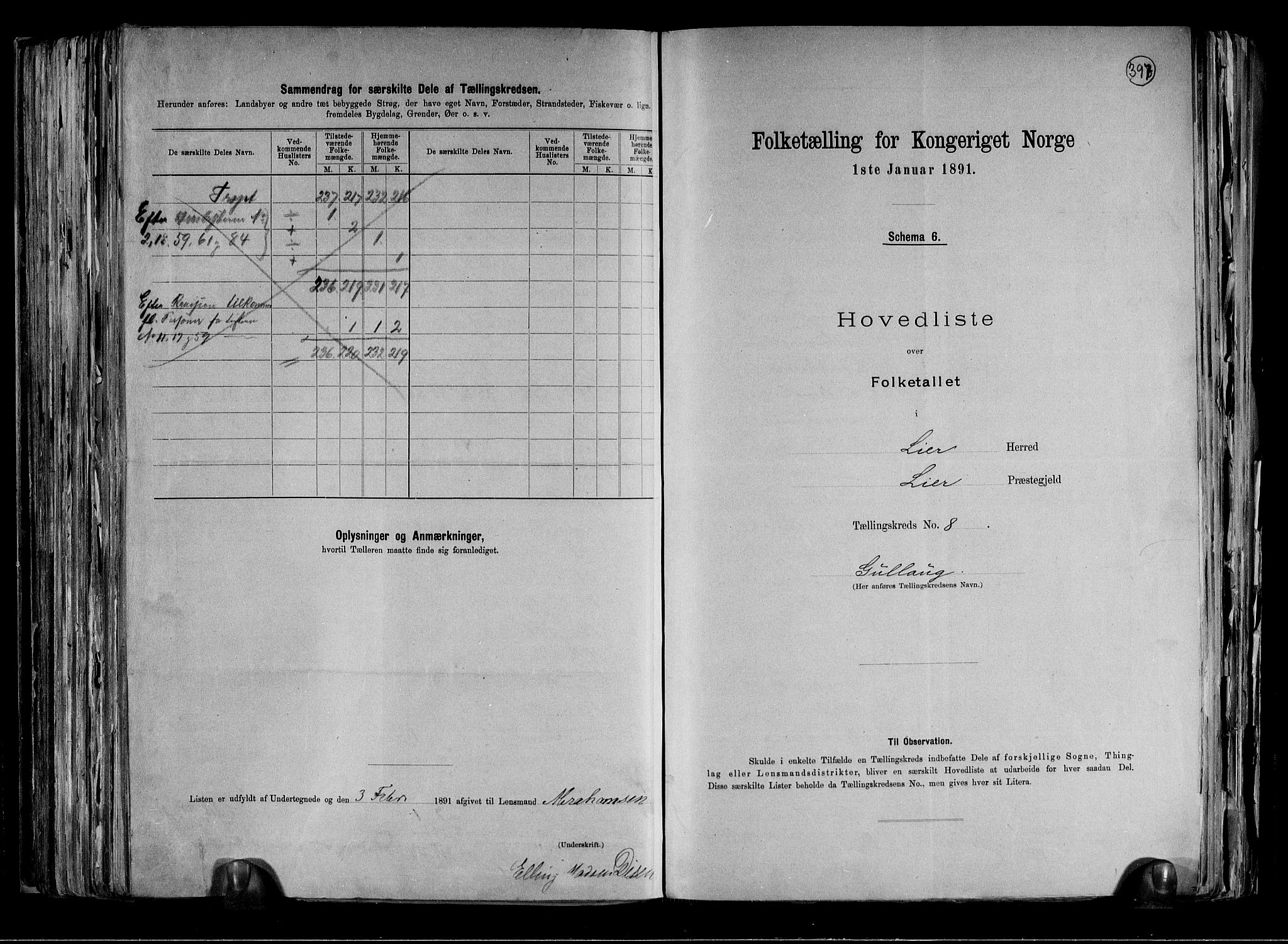 RA, 1891 census for 0626 Lier, 1891, p. 23